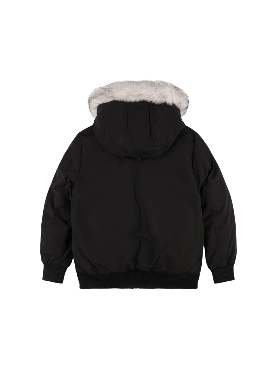 Shop Moose Knuckles Poly Blend Down Bomber Jacket W/ Fur In Black/white