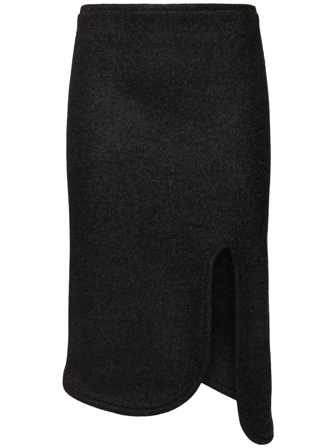 Shop Victoria Beckham Padded Wool Midi Tube Skirt In Grey