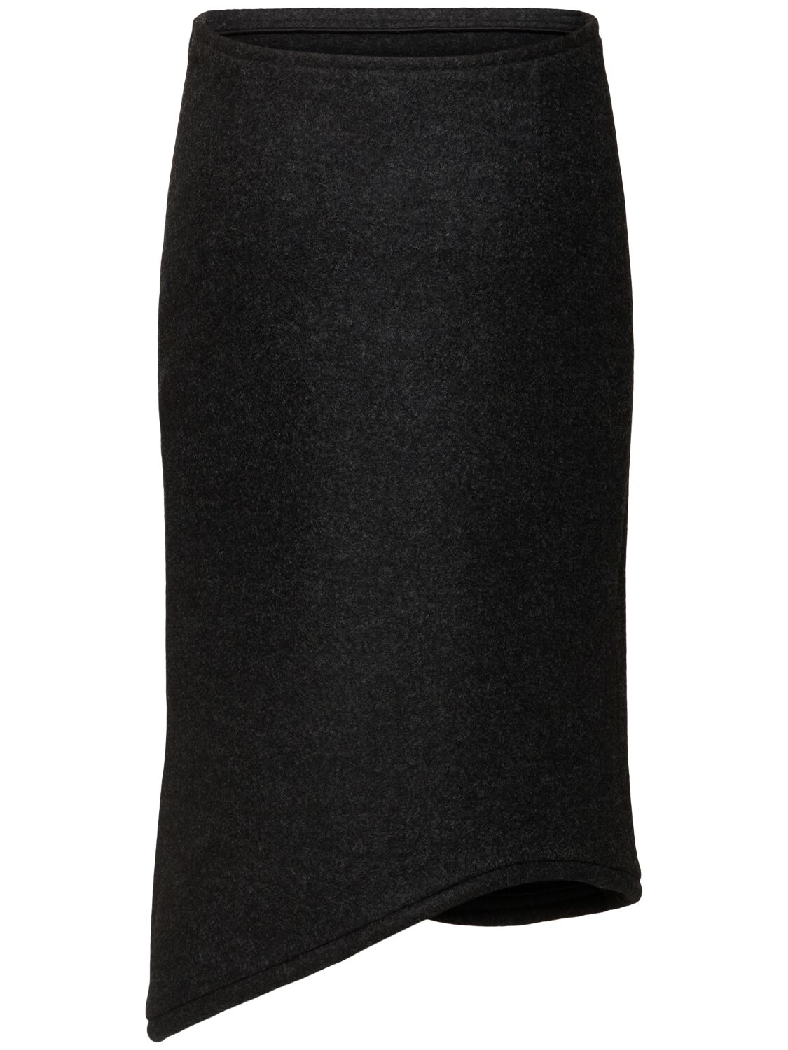 Shop Victoria Beckham Padded Wool Midi Tube Skirt In Grey