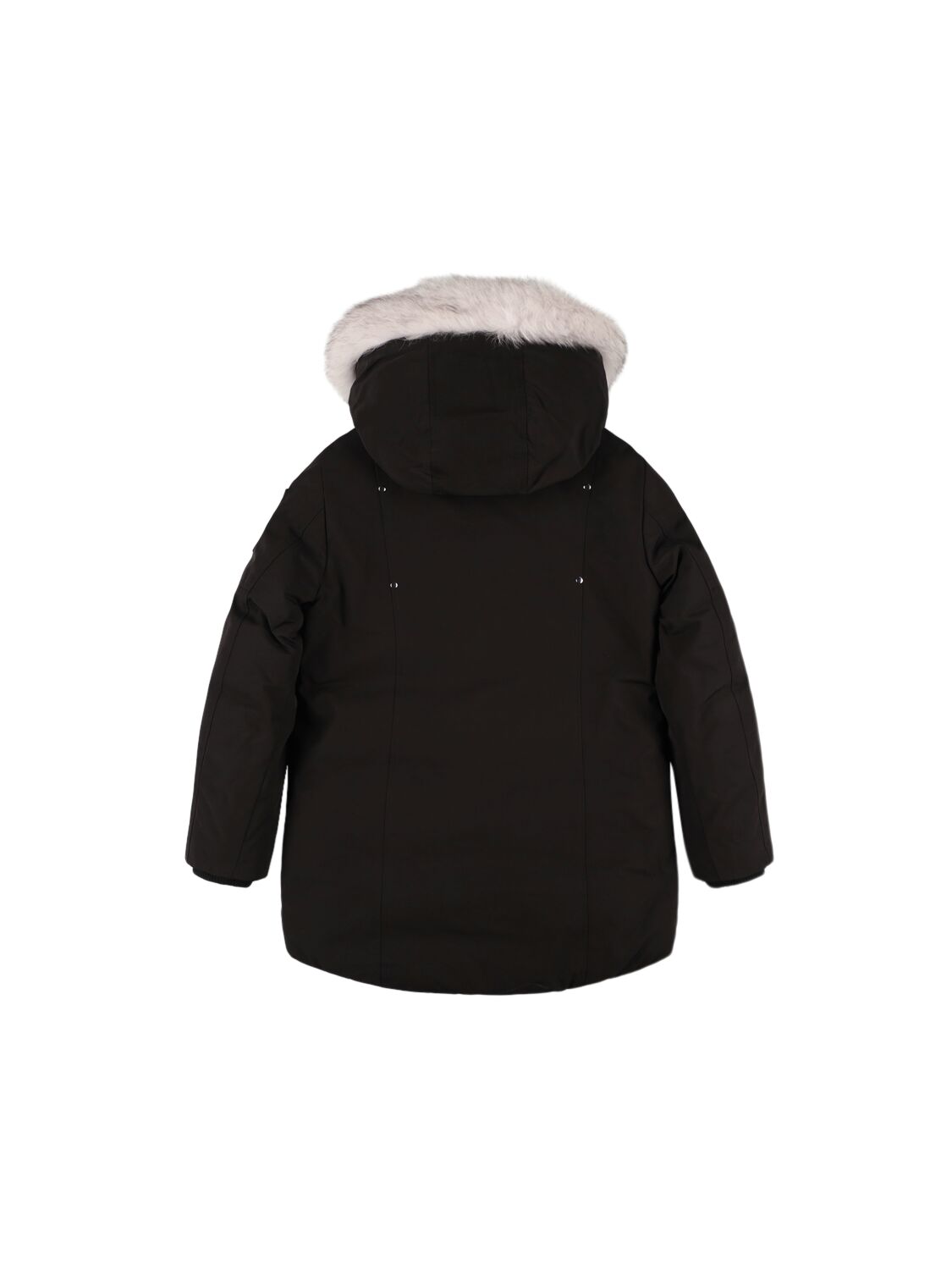 Shop Moose Knuckles Hooded Poly Blend Down Parka In Black/white