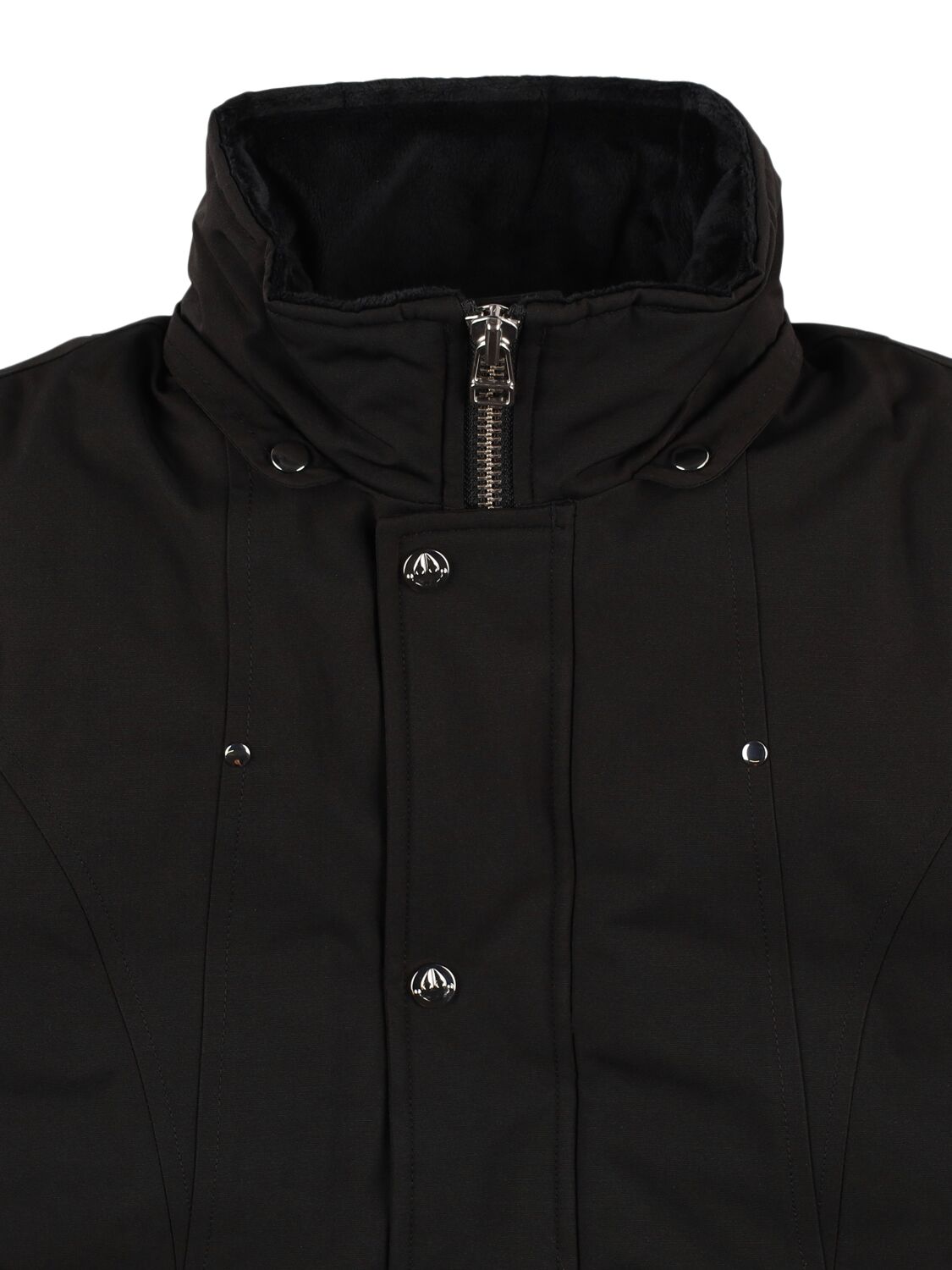 Shop Moose Knuckles Hooded Poly Blend Down Parka In Black/white