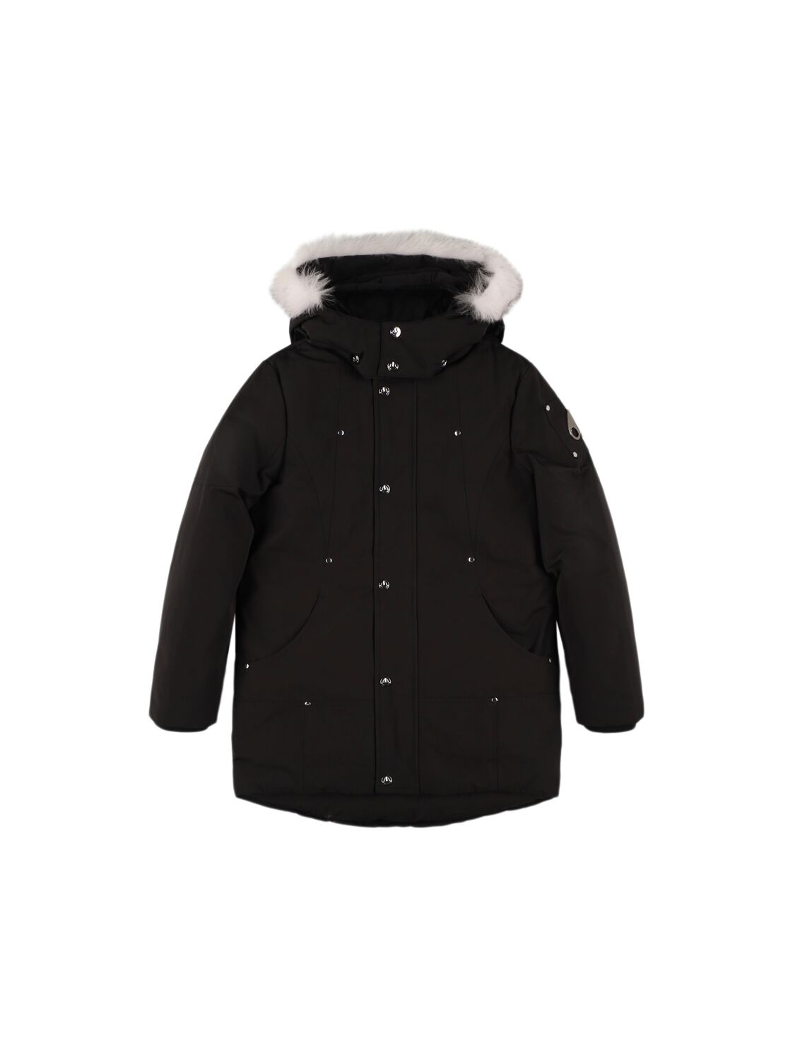 Moose Knuckles Hooded Poly Blend Down Parka In Black