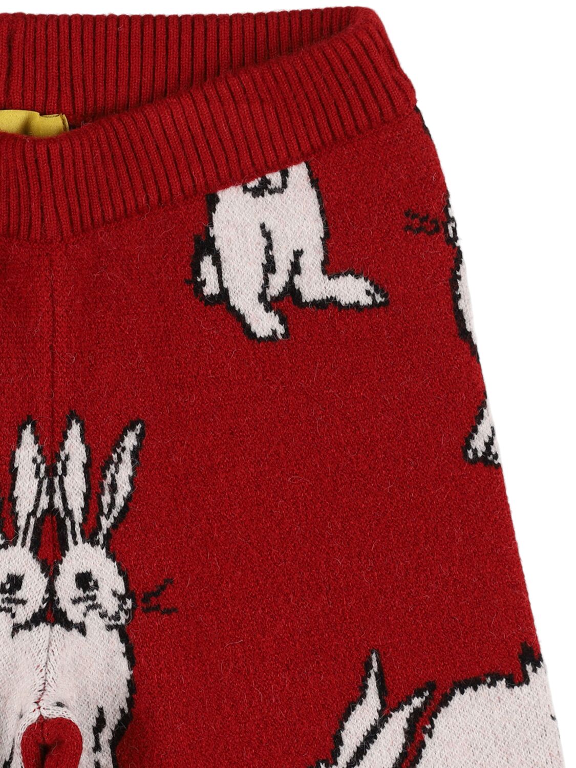 Maison Mangostan Rabbit Print Viscose Blend Knit Pants In Dark Red