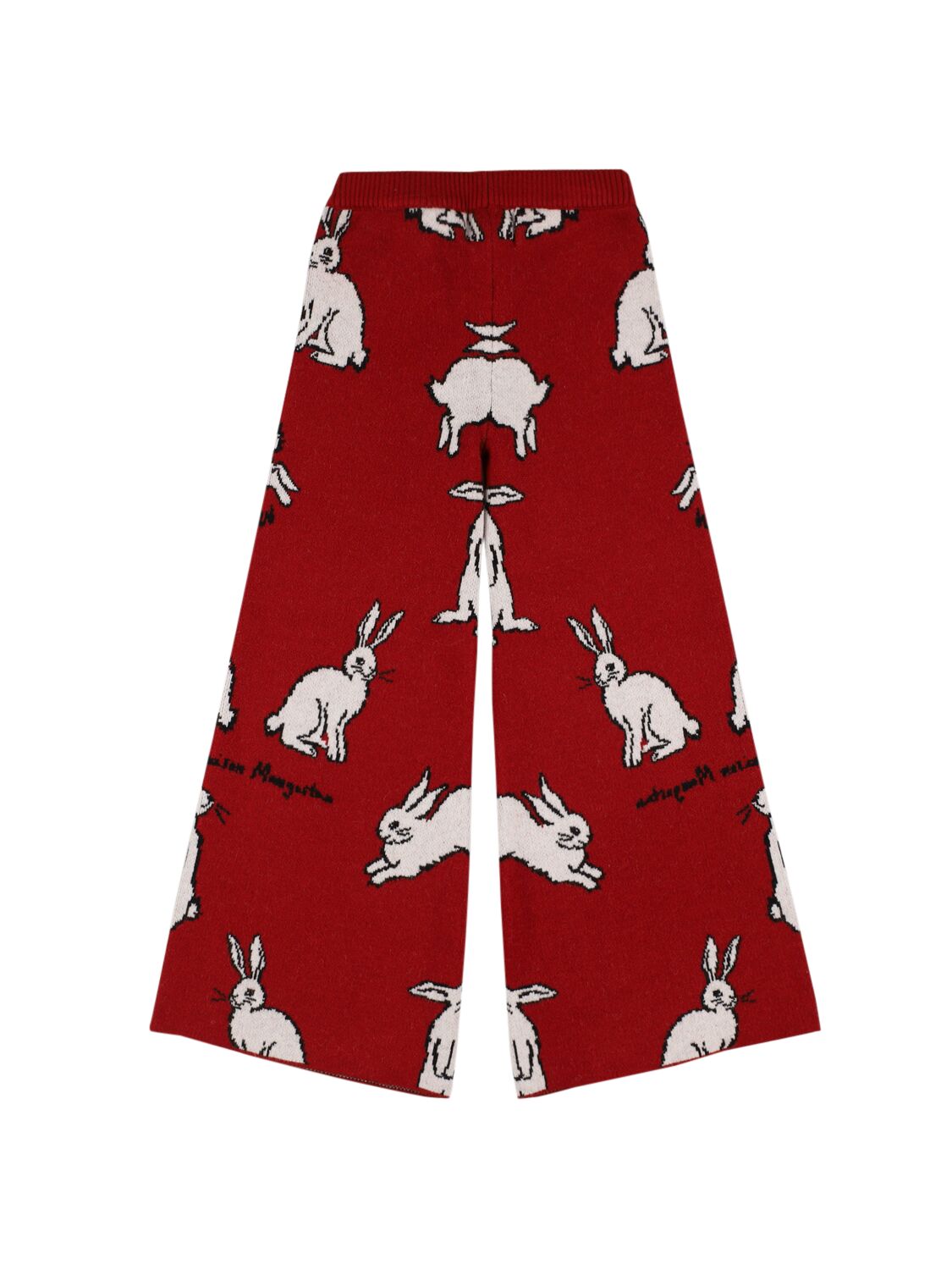Maison Mangostan Rabbit Print Viscose Blend Knit Pants In Dark Red