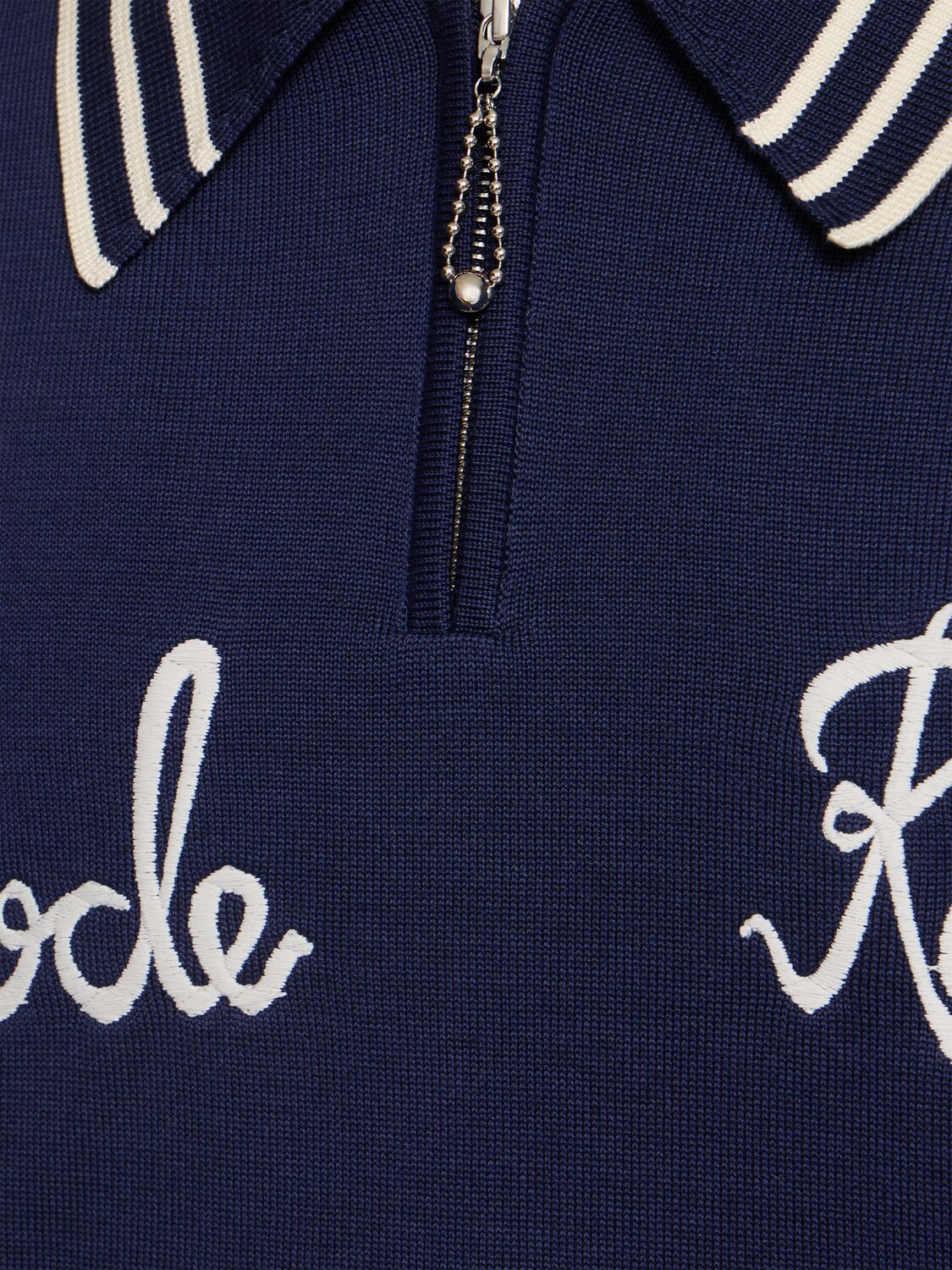 Shop Bode Club Long-sleeve Polo In Navy