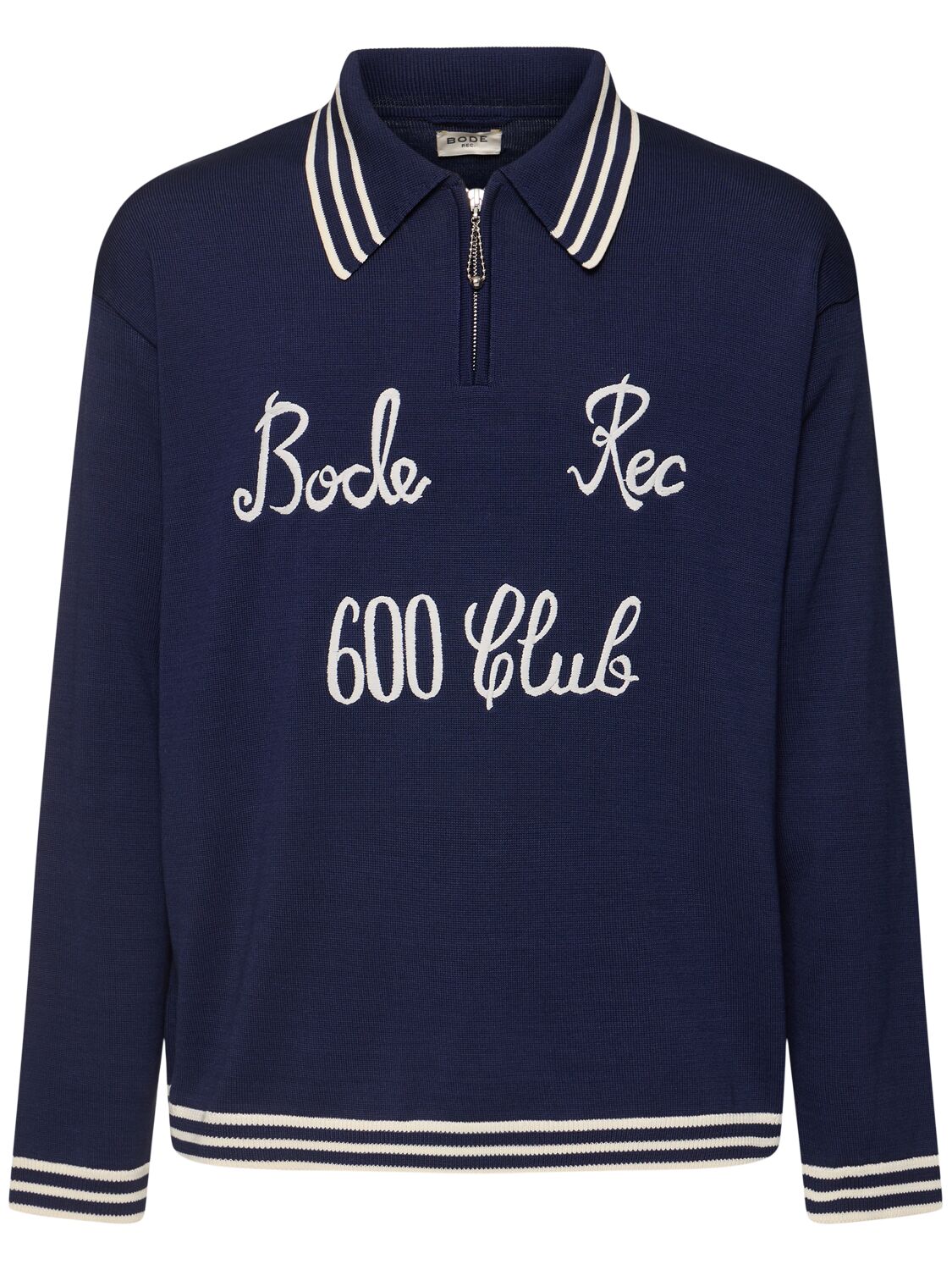 Shop Bode Club Long-sleeve Polo In Navy