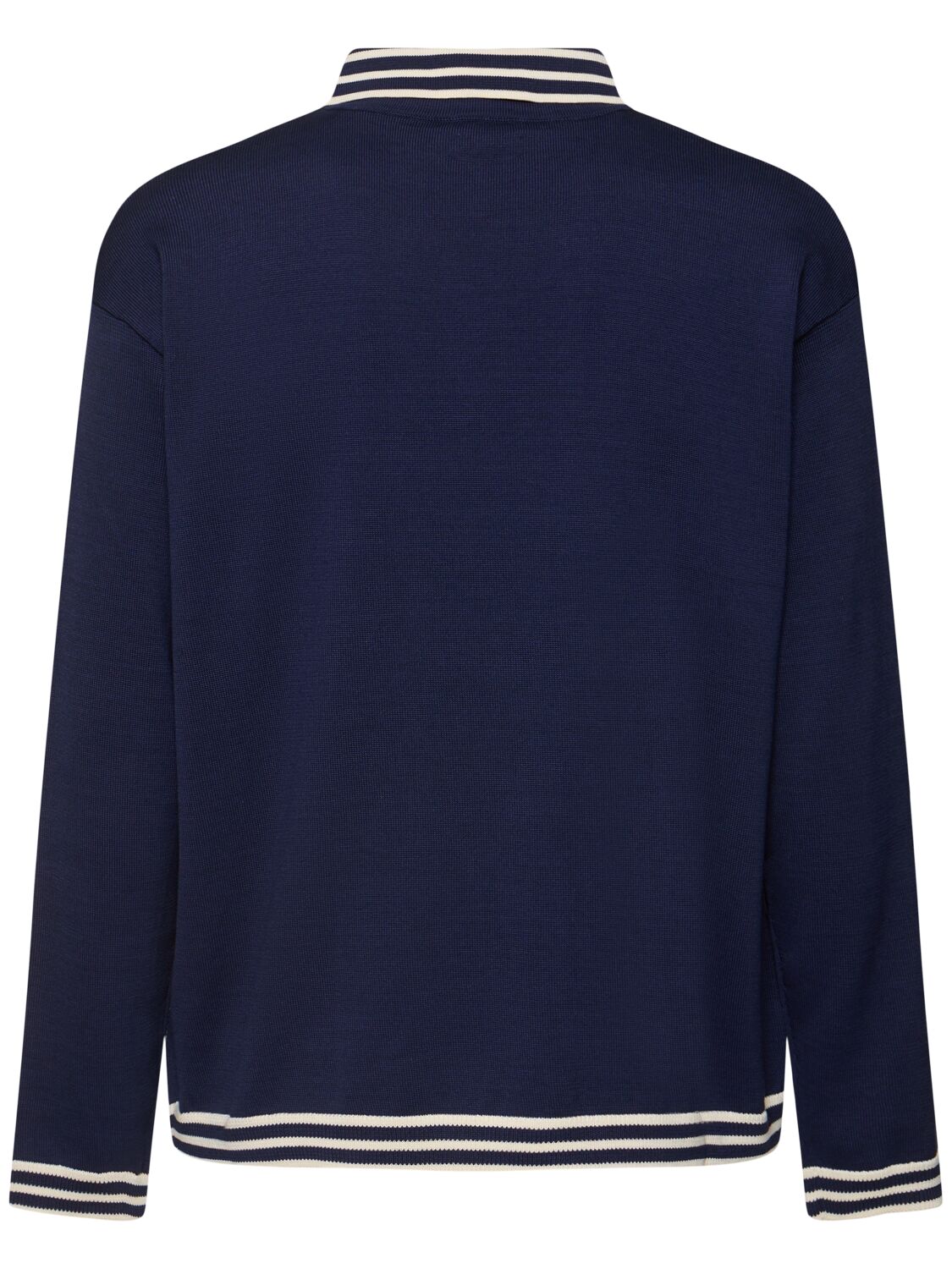 Shop Bode Club Long-sleeve Polo In Navy