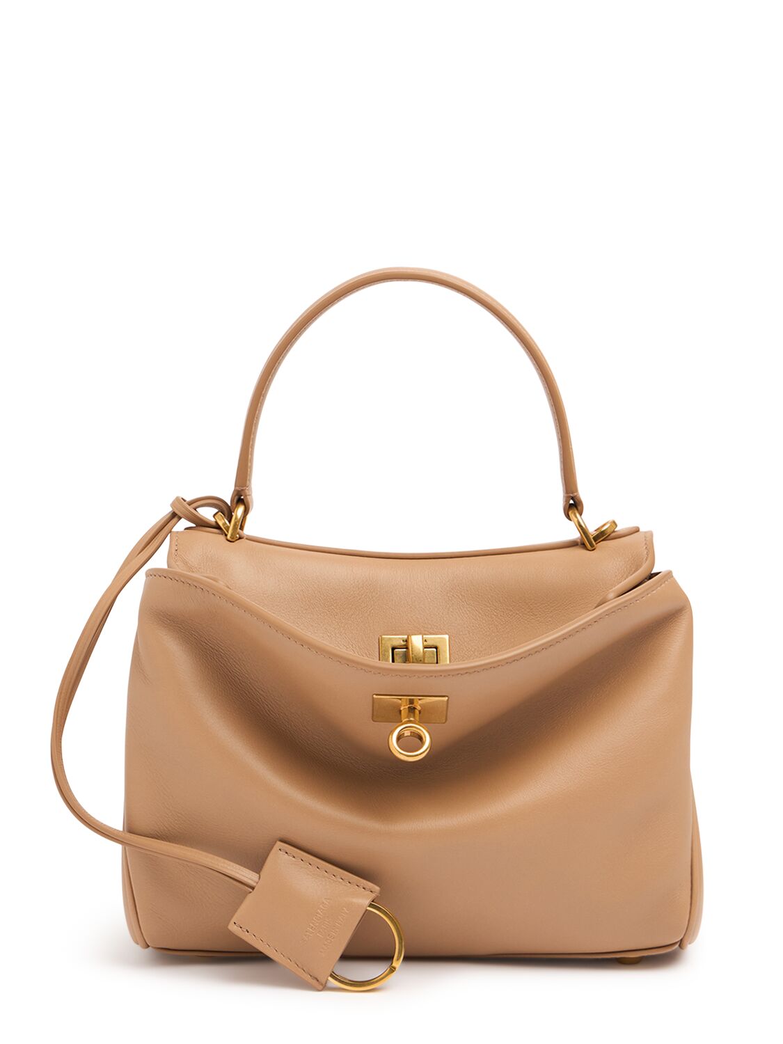 Shop Balenciaga Mini Rodeo Leather Top Handle Bag In Latte