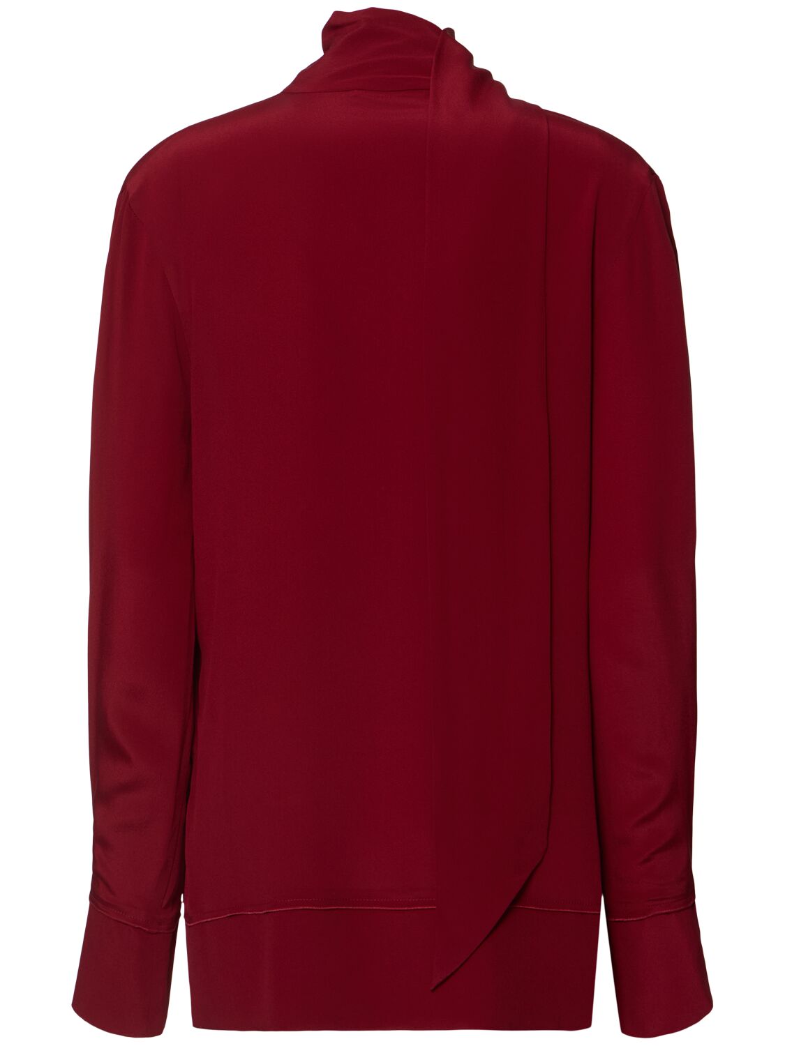 Shop Victoria Beckham Draped Scarf-neck Silk Top In Red