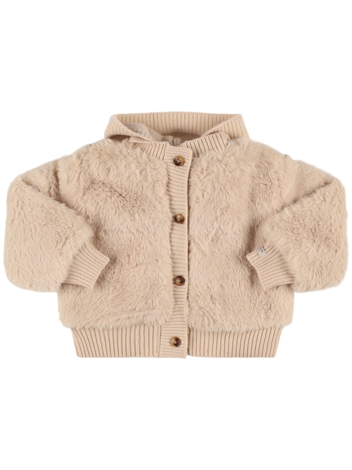 Donsje Faux Fur Hooded Jacket In Beige