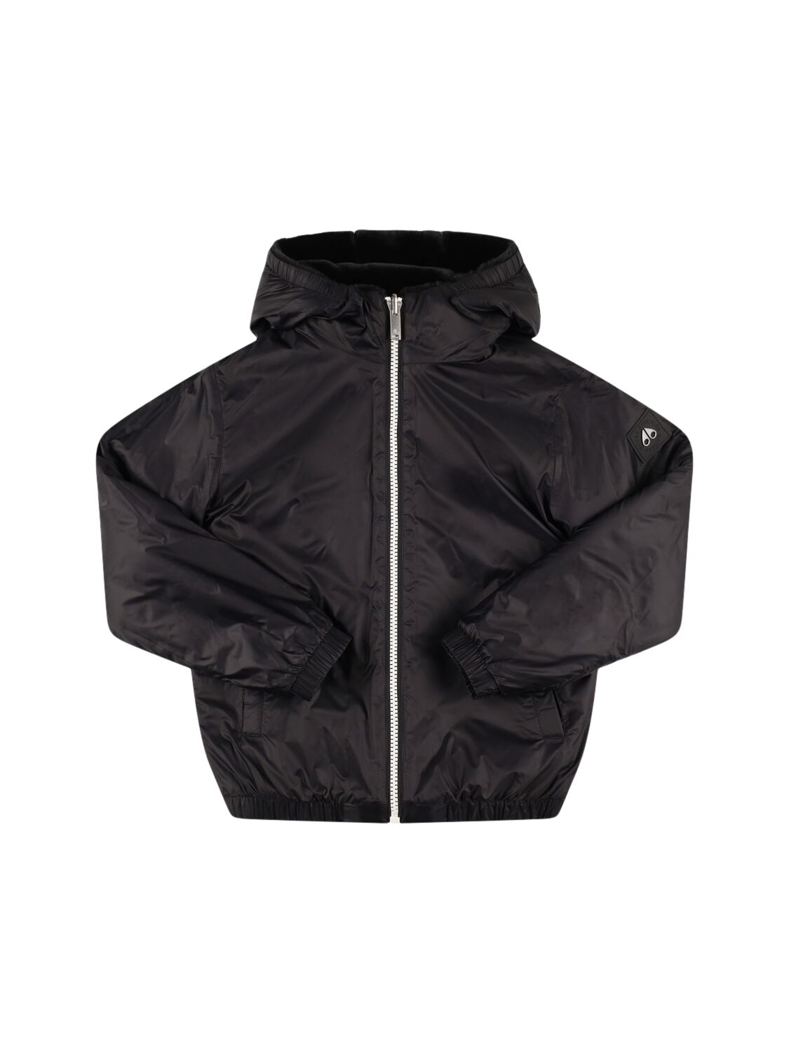 Shop Moose Knuckles Hooded Poly Sherpa Jacket In Black