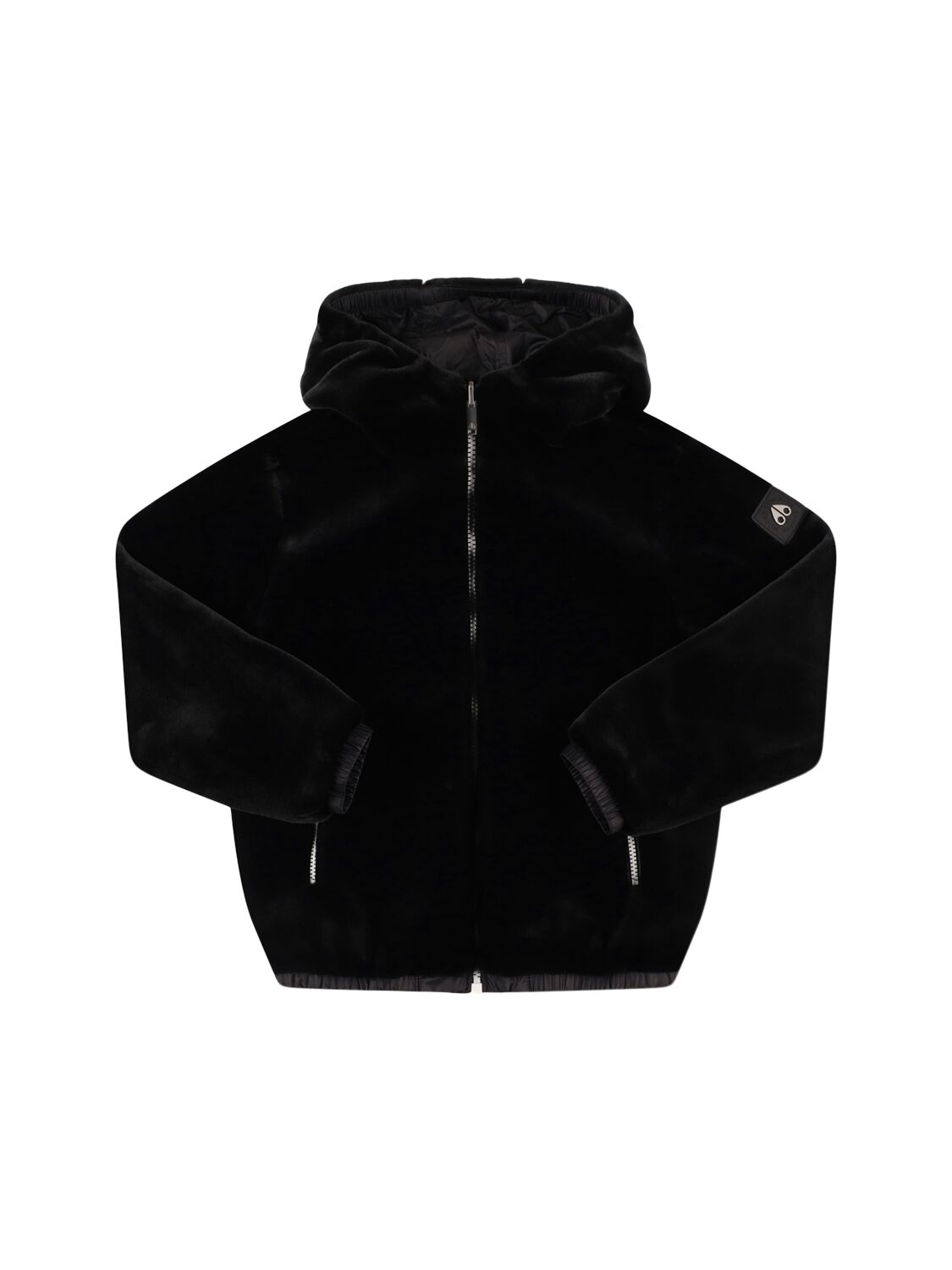 Moose Knuckles Hooded Poly Sherpa Jacket In Black