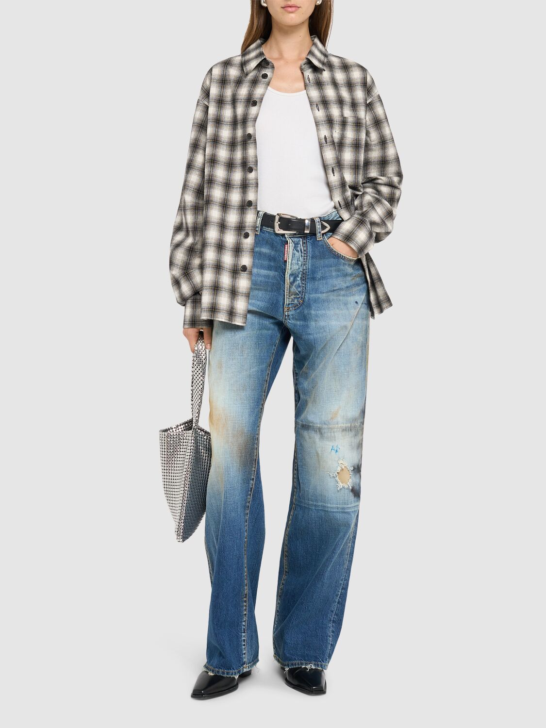 DSQUARED2 SAN DIEGO MID RISE WIDE JEANS 