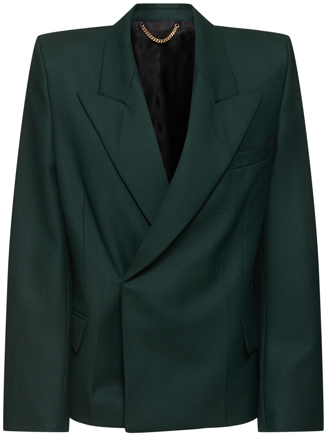 Victoria Beckham Pointed-shoulder Wool Blend Blazer In Green