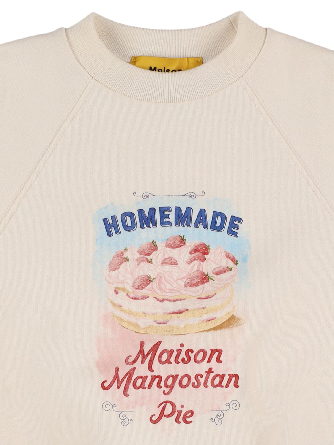 Maison Mangostan Printed Cotton Crewneck Sweatshirt In White