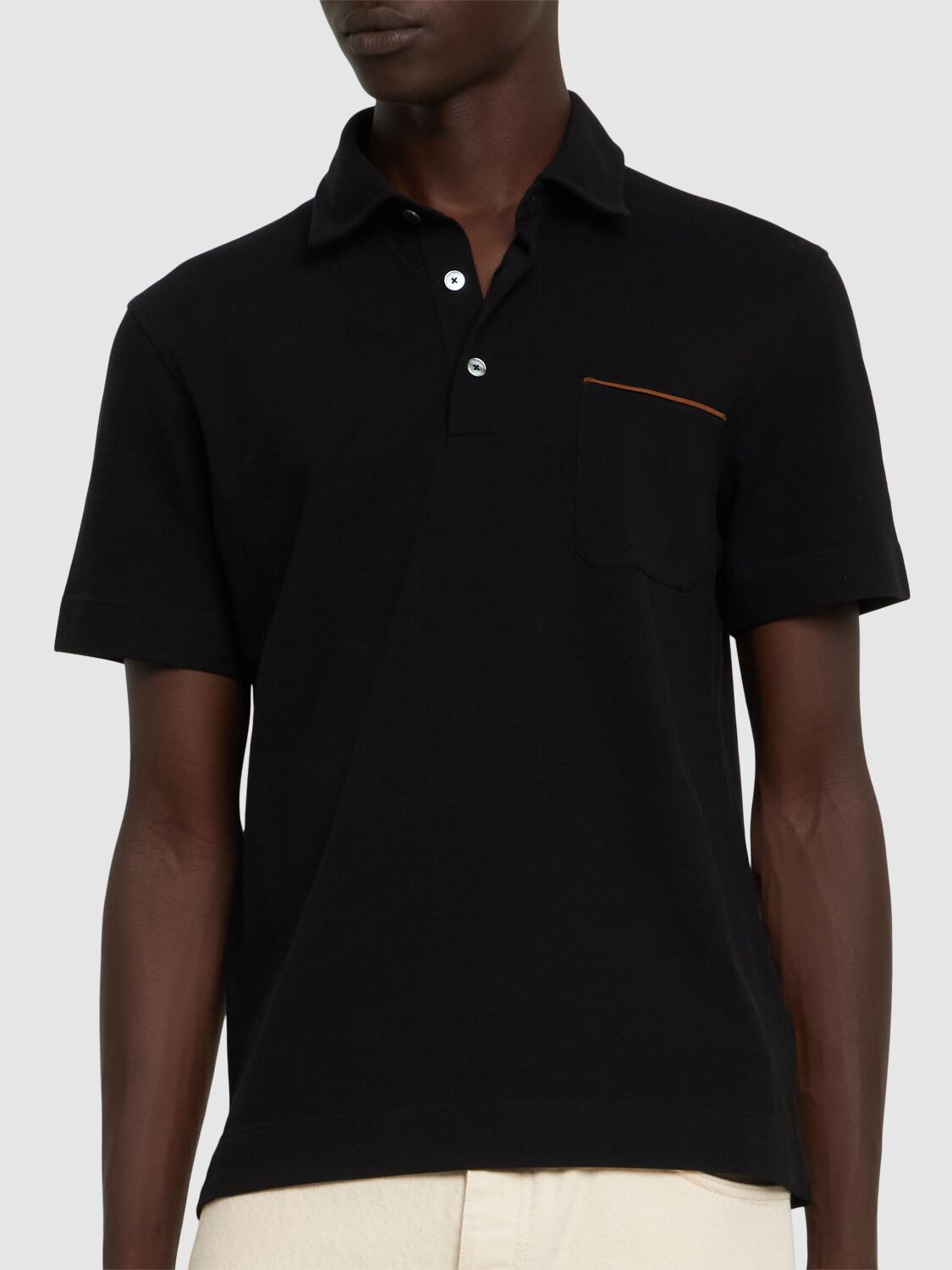 Shop Zegna Pure Cotton Piquet Polo In Black Opacp