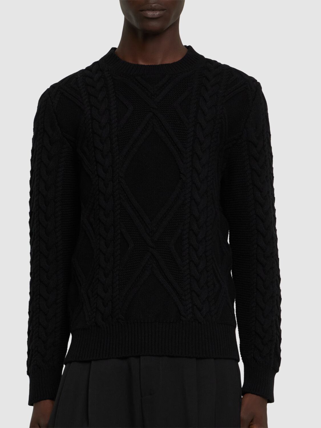 Shop Dolce & Gabbana Wool Knit Crewneck Sweater In Black