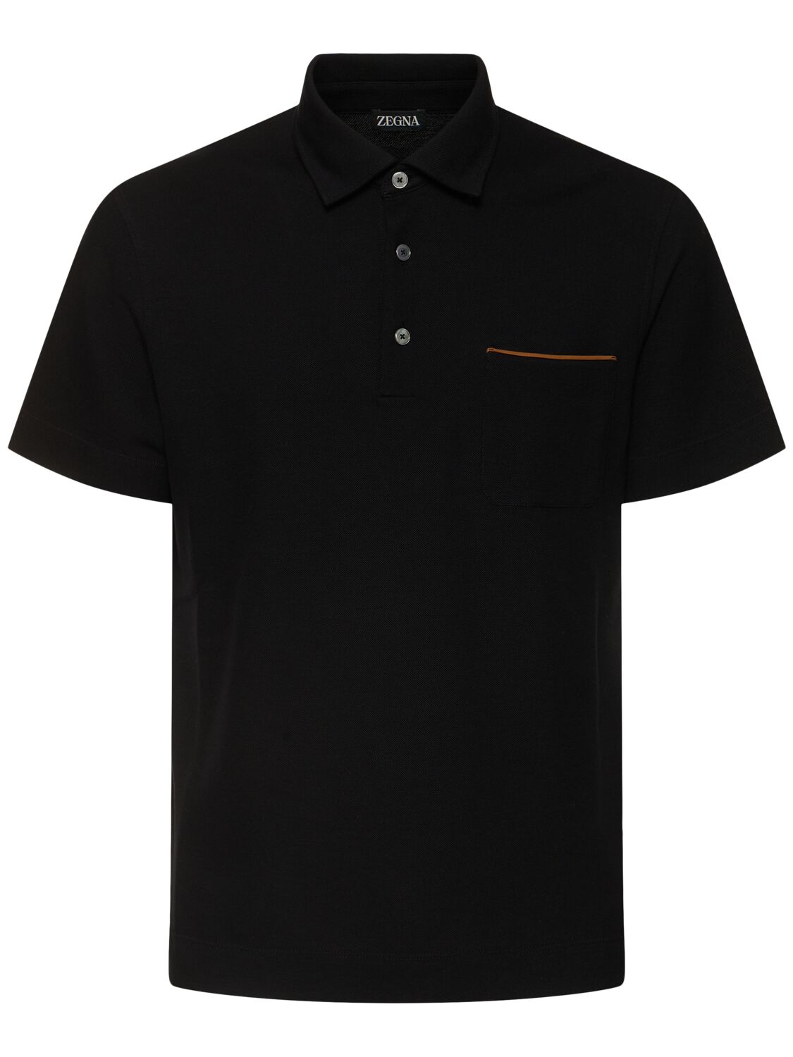 Shop Zegna Pure Cotton Piquet Polo In Black Opacp