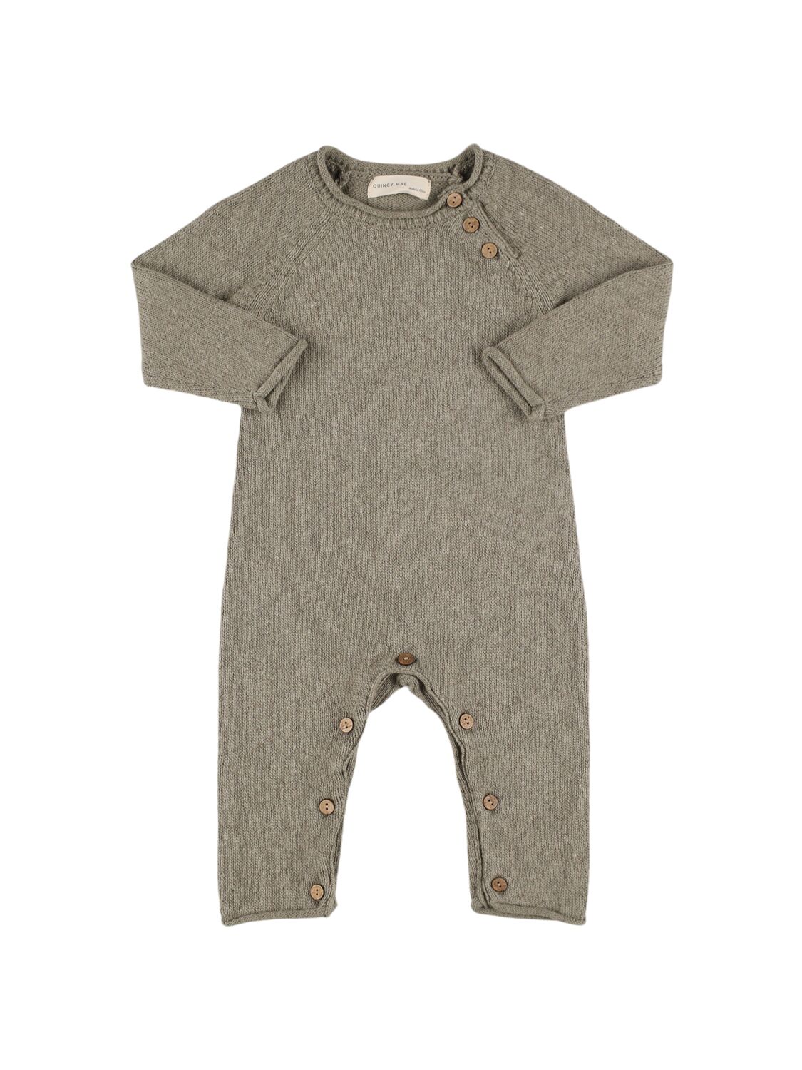 Quincy Mae Organic Cotton & Linen Romper In Grey