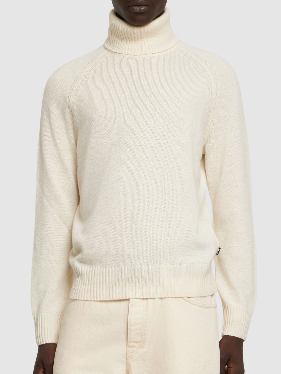 Shop Hugo Boss Elogico Cashmere Turtleneck Sweater In Open White