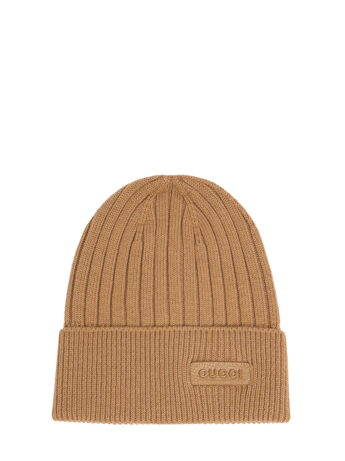 Shop Gucci Logo Wool Beanie In Brown