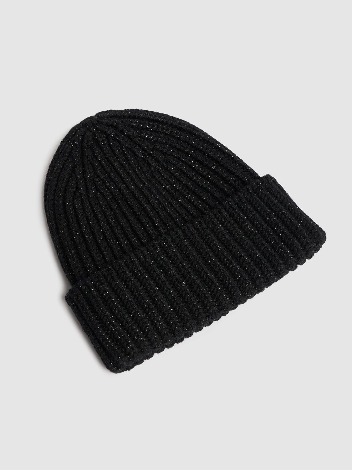 Shop Gucci Rib Knit Wool Blend Lamé Hat In Black