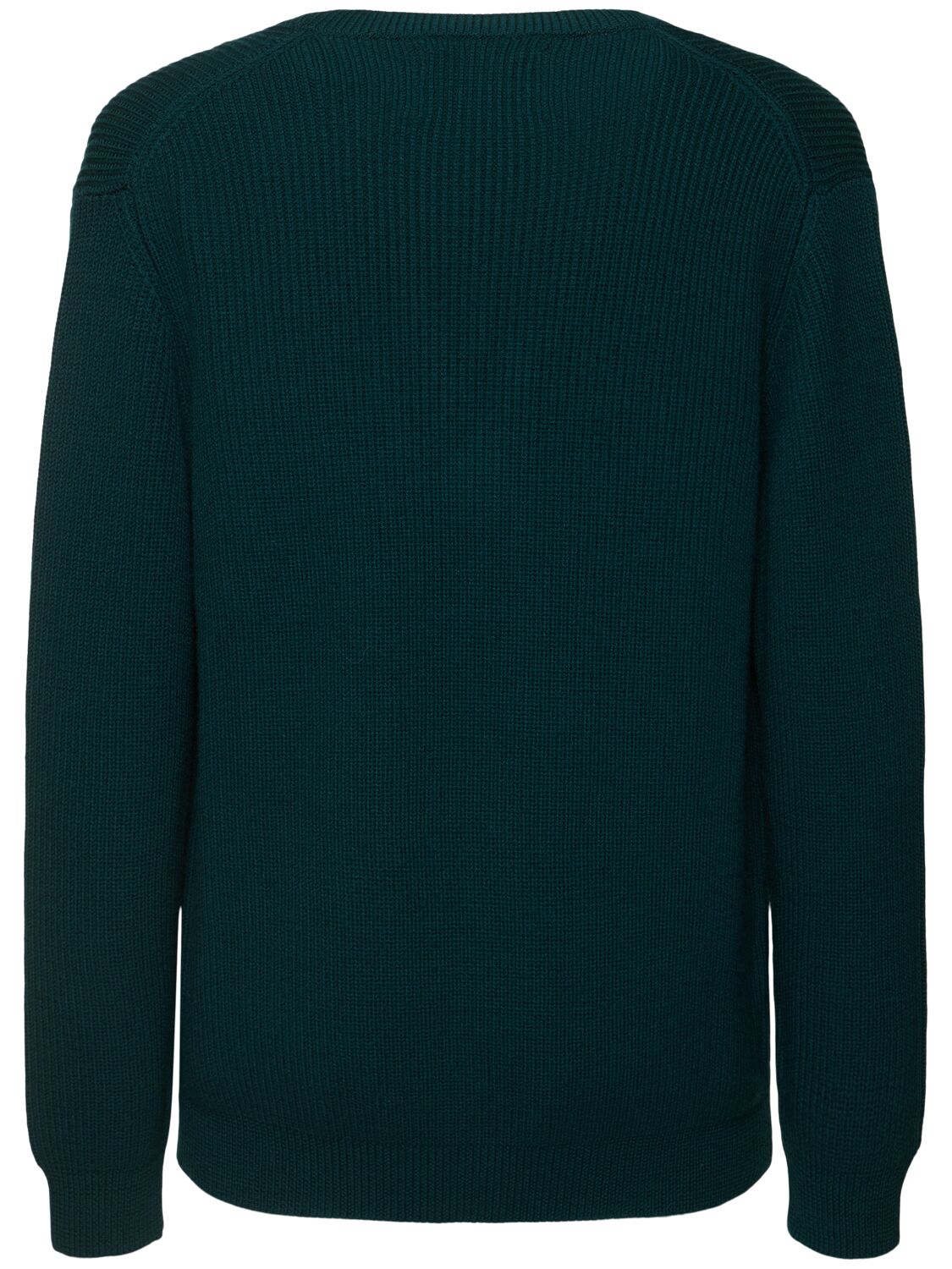 Shop Seven Gauge English Rib Wool Knit V-neck Sweater In Verdone