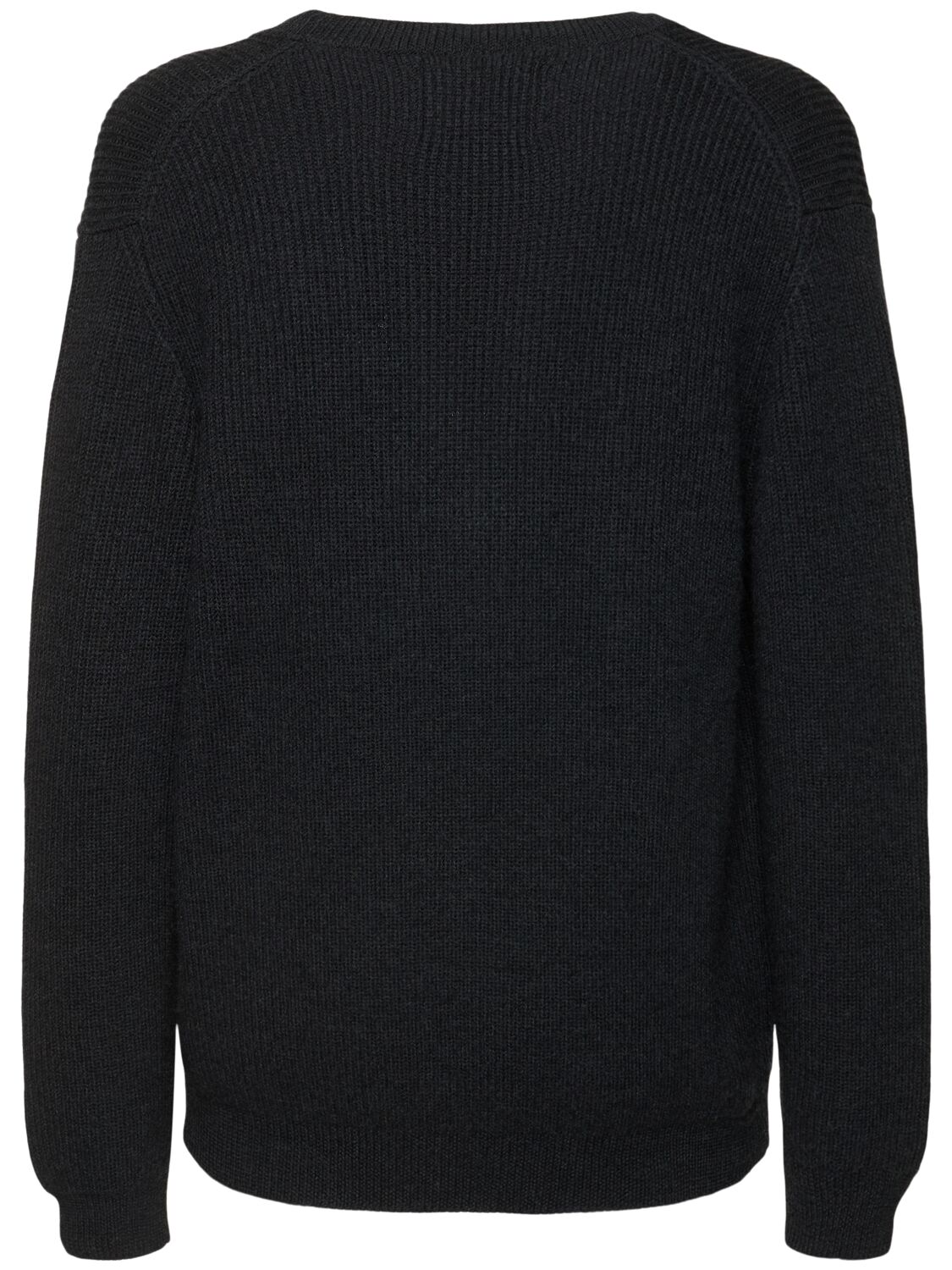 Shop Seven Gauge English Rib Wool Knit V-neck Sweater In Grey