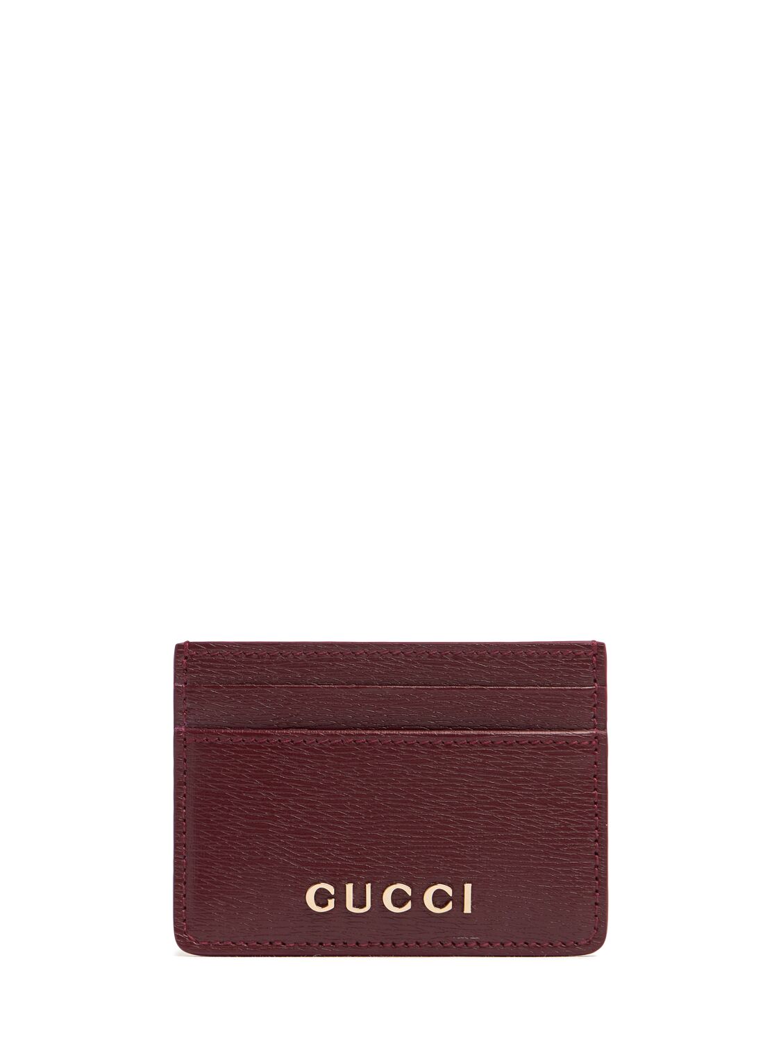 Gucci Script Leather Card Case In Brown