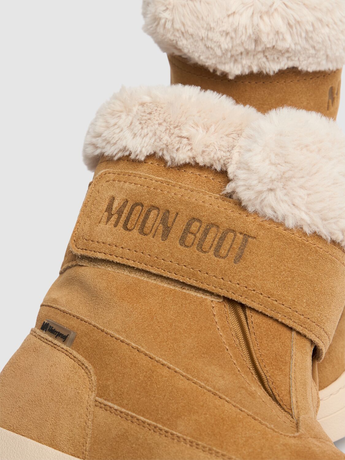 Shop Moon Boot Suede Strap Snow Boots In Beige