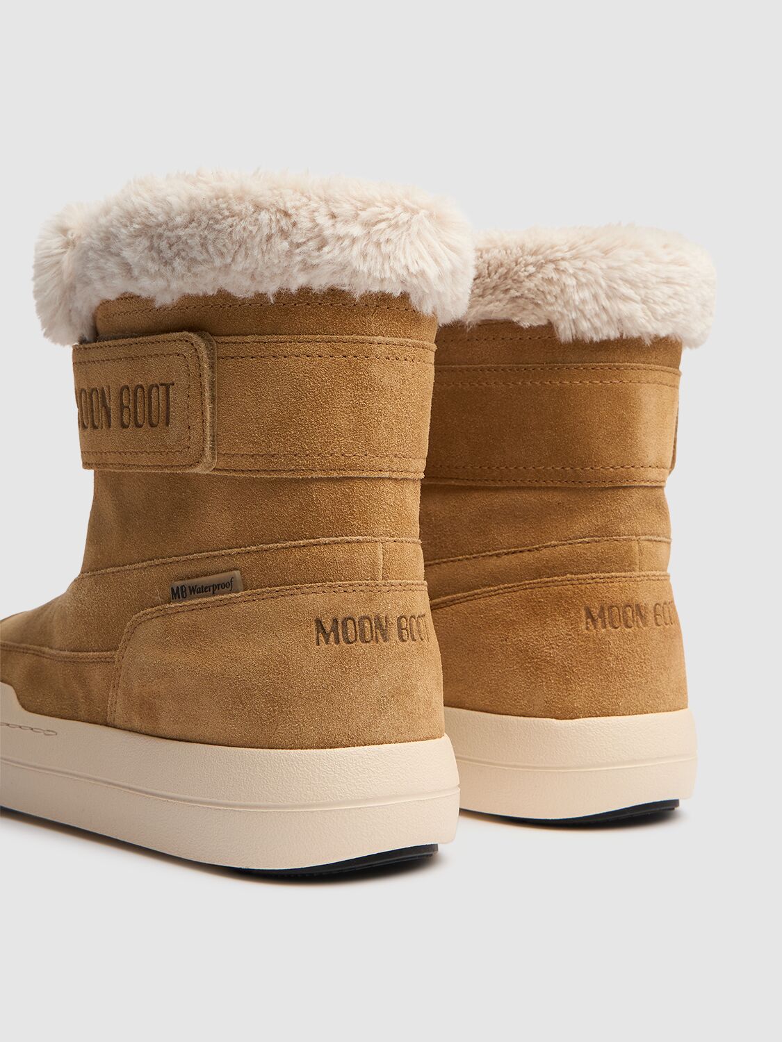 Shop Moon Boot Suede Strap Snow Boots In Beige