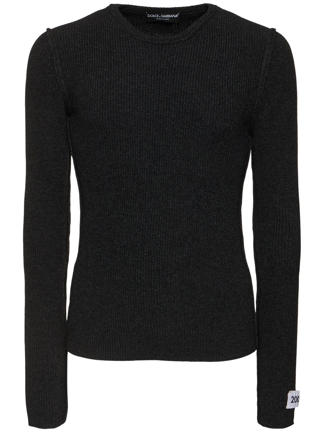 Dolce & Gabbana Wool Blend Long Sleeve Sweater In Gray