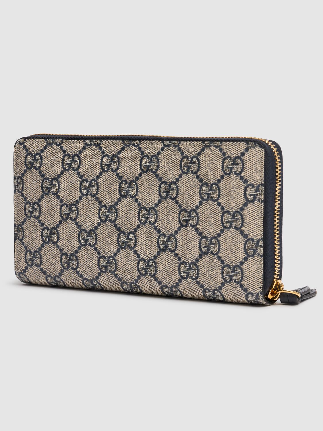 Shop Gucci Gg Marmont Canvas Zip Around Wallet In Blu/beige