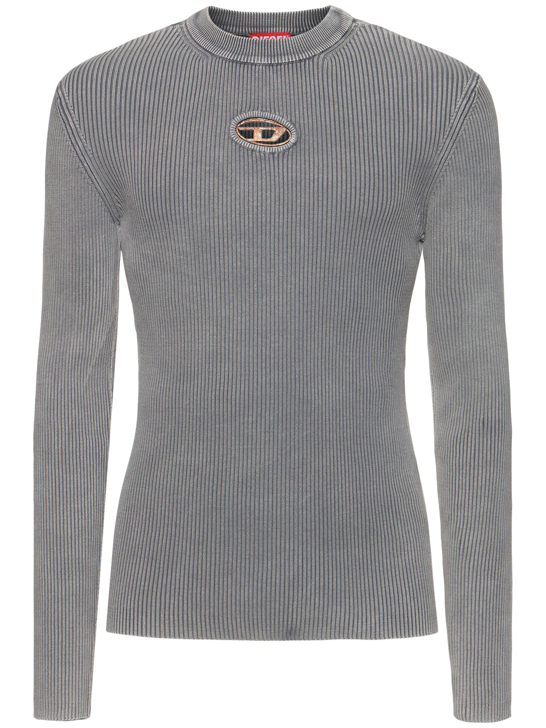 Shop Diesel K-darin-r Bleached Crewneck Knit Top In Grey