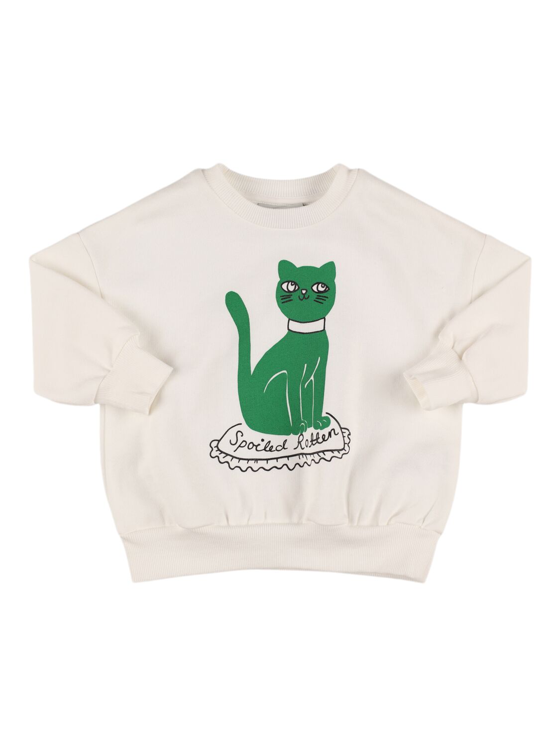 Mini Rodini Cat Printed Organic Cotton Sweatshirt In White