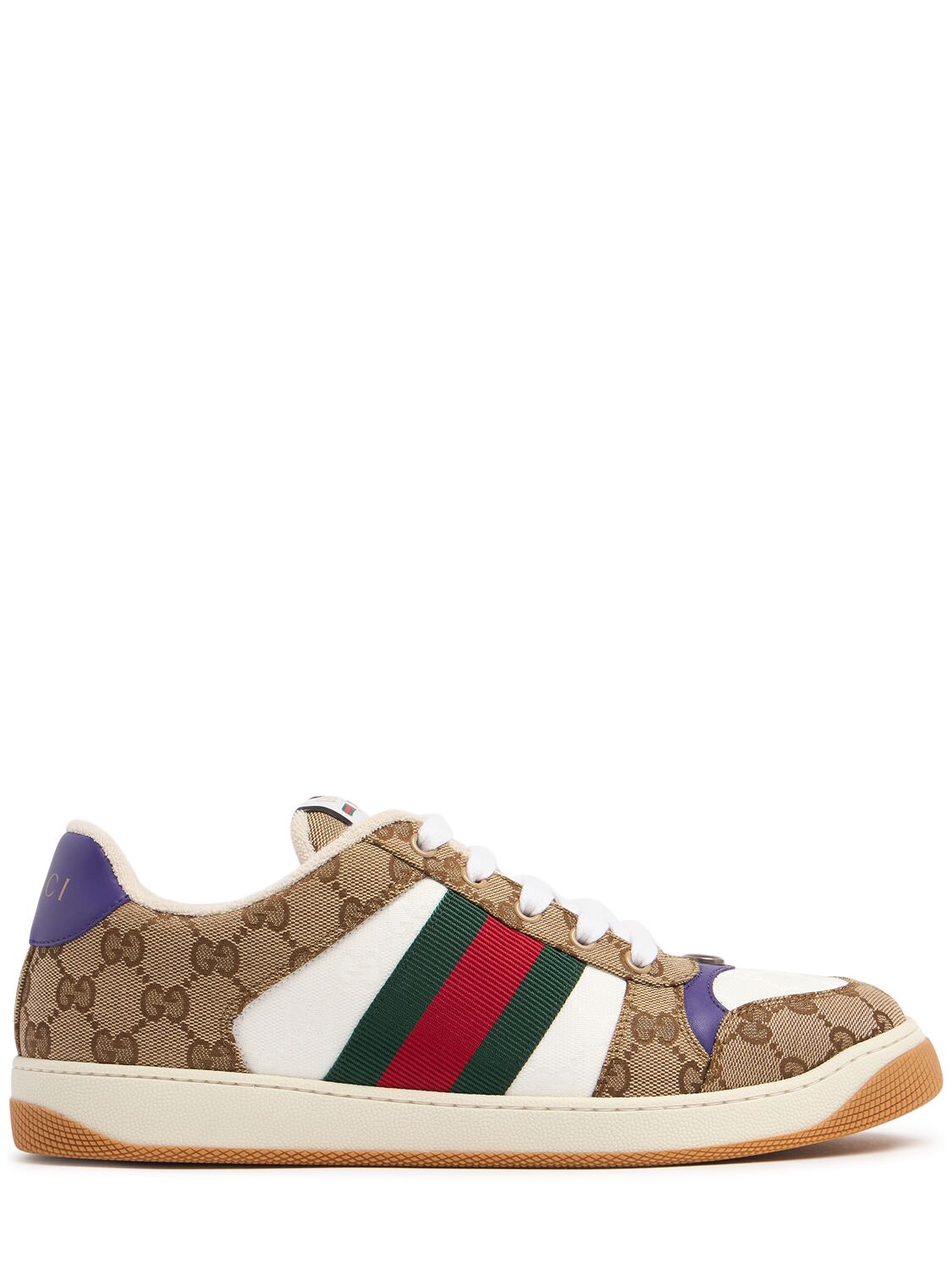 Gucci Screener Gg Canvas And Leather Sneakers In Beige/multi