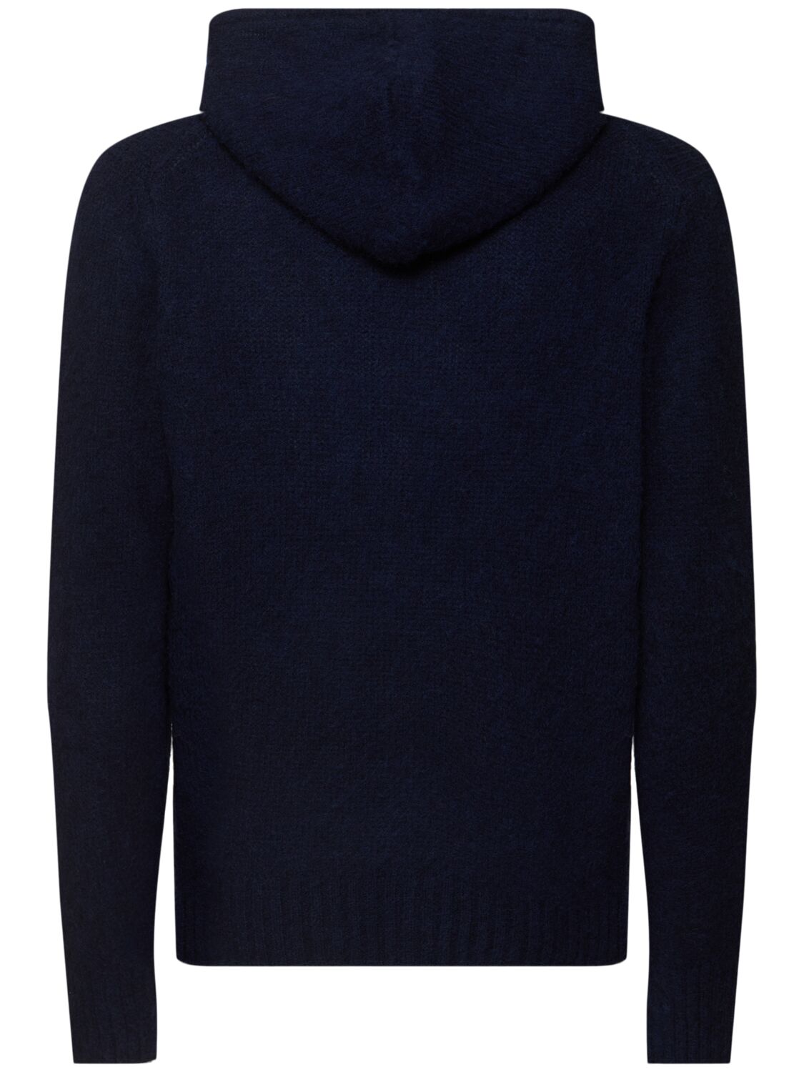 Shop Aspesi Brushed Shetland Wool Hoodie In Navy