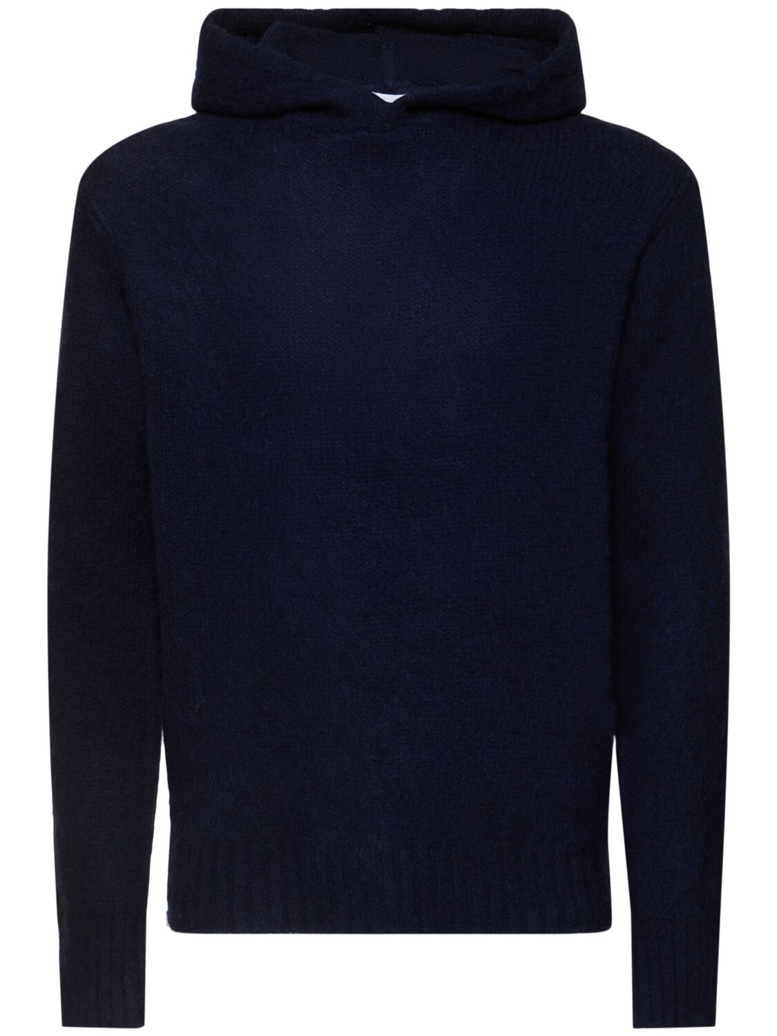 Aspesi Brushed Shetland Wool Hoodie In Navy