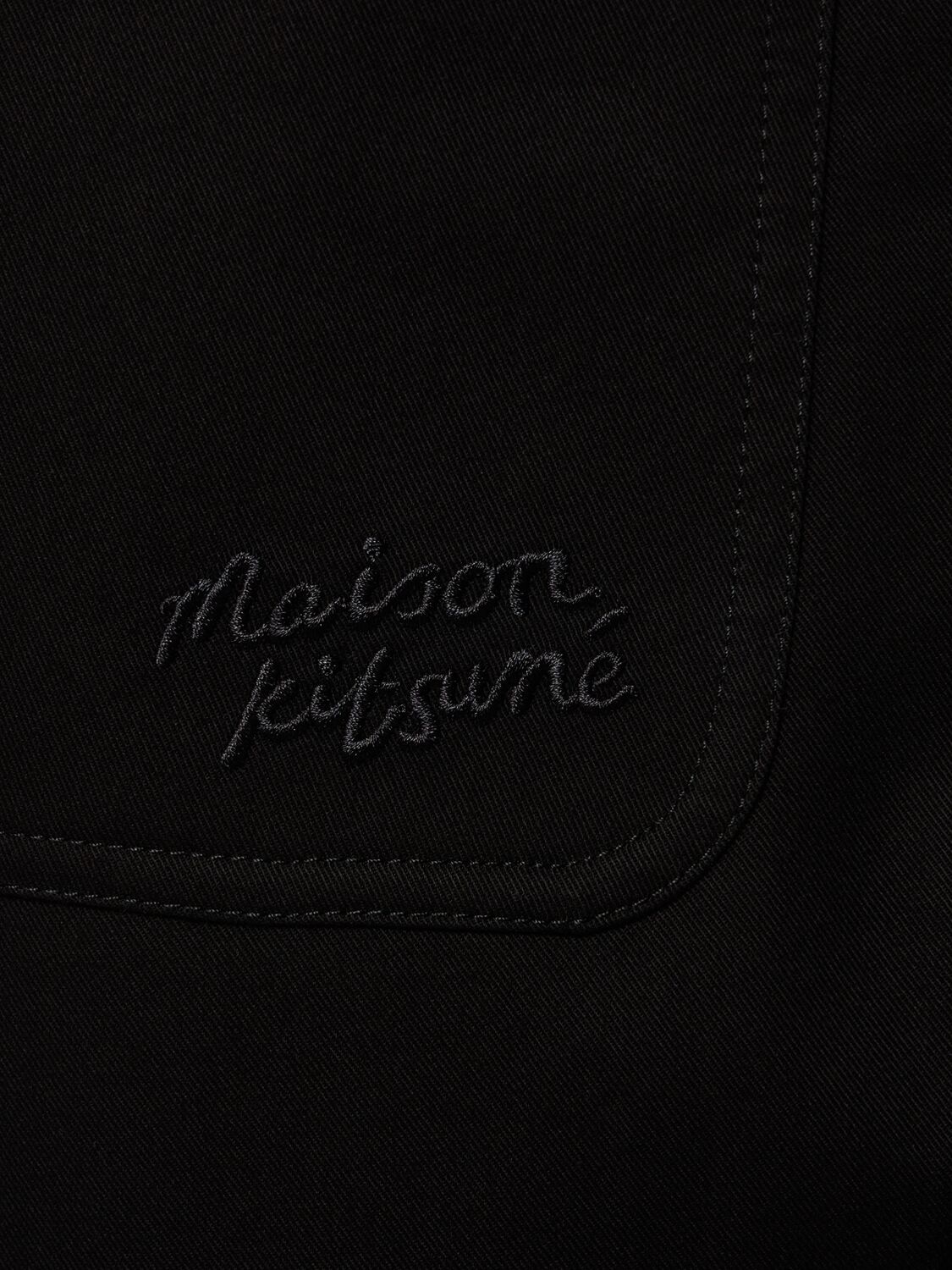 Shop Maison Kitsuné Brushed Cotton Pants In Black