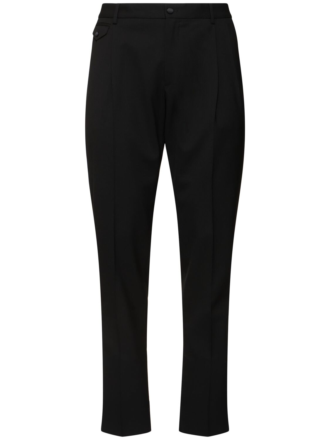 Dolce & Gabbana Pleated Stretch Wool Pants In Black