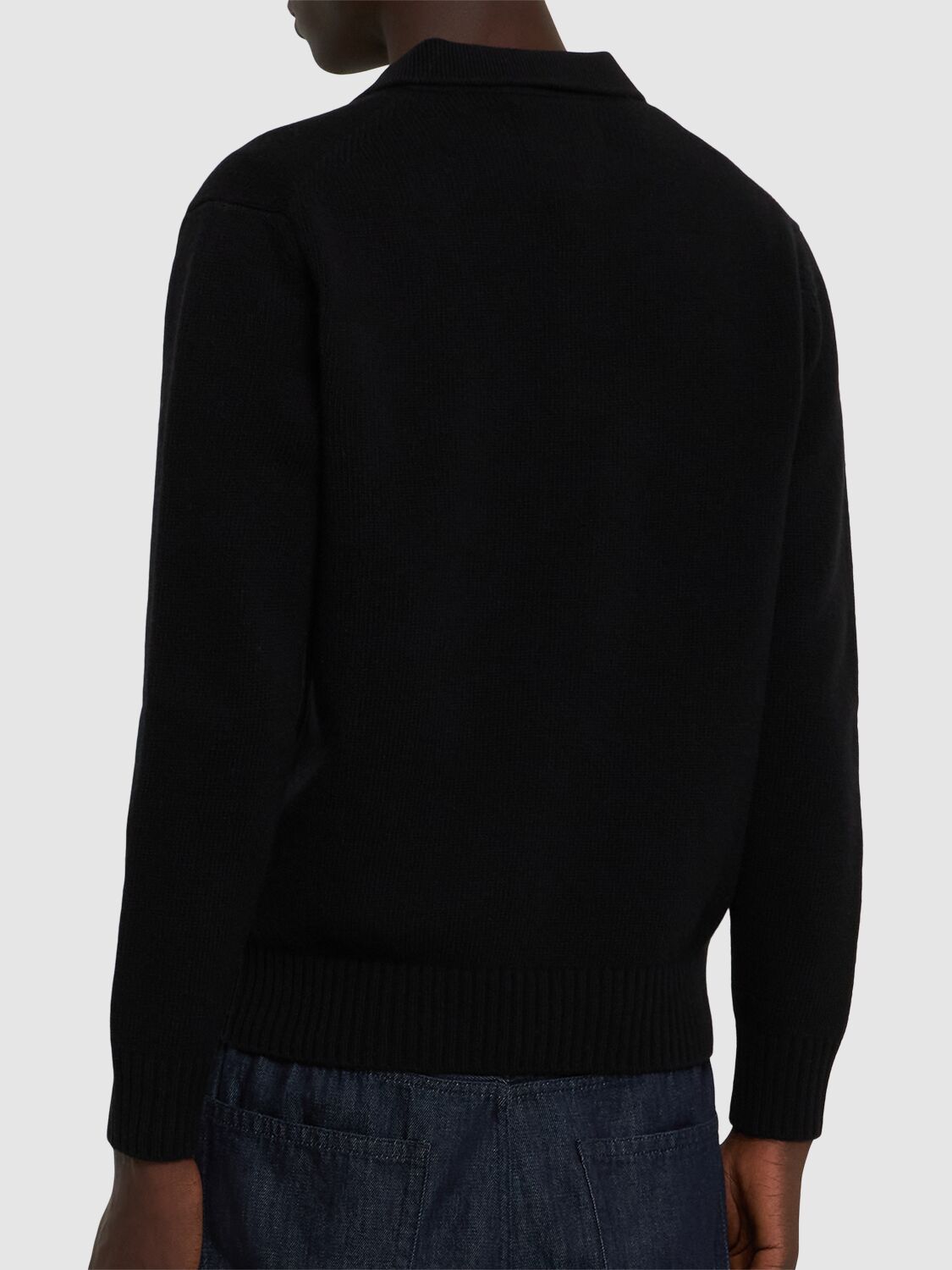 Shop Seven Gauge Wool Polo Sweater In Black