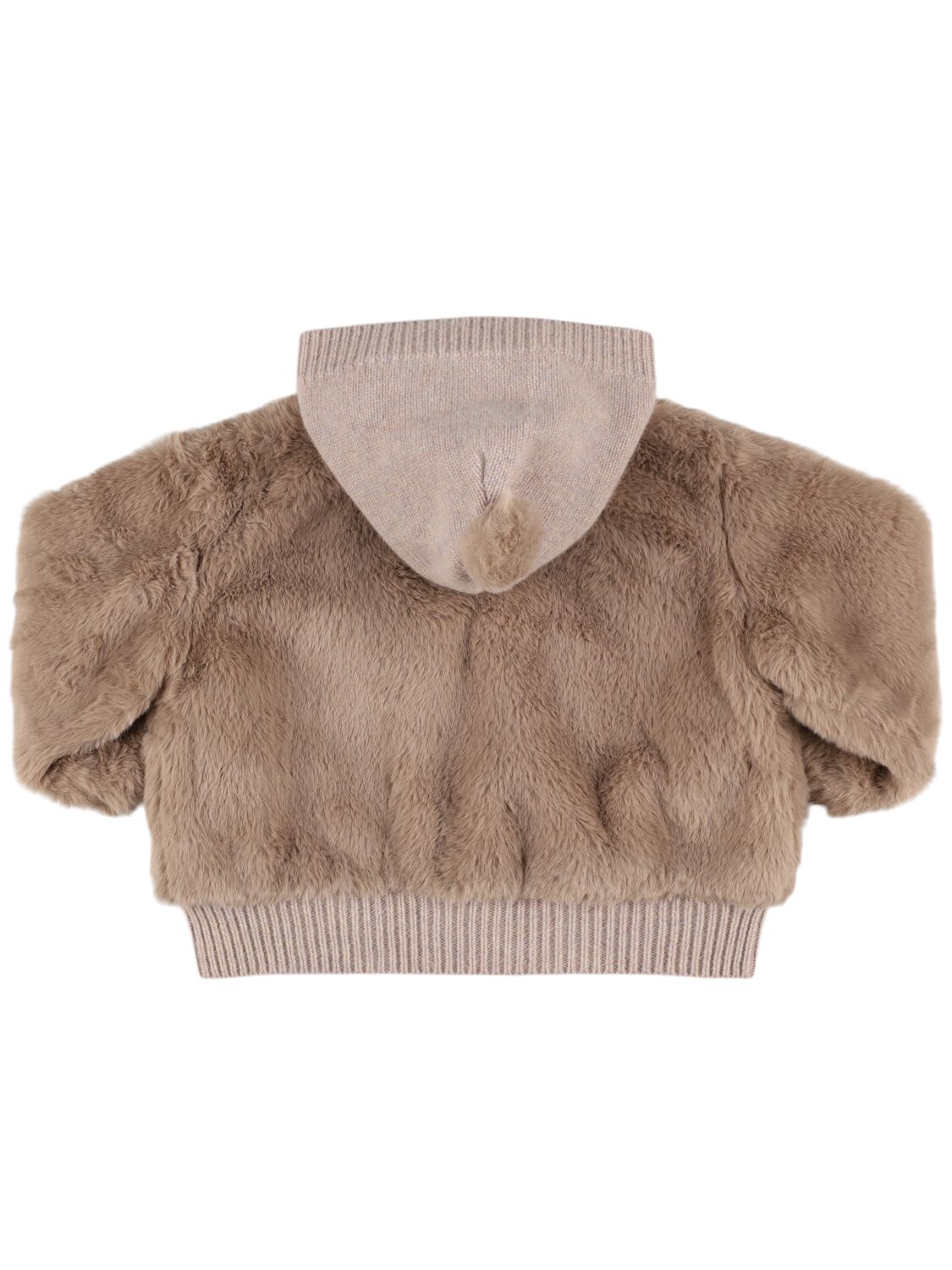 Shop Donsje Faux Fur Hooded Jacket In Brown/beige