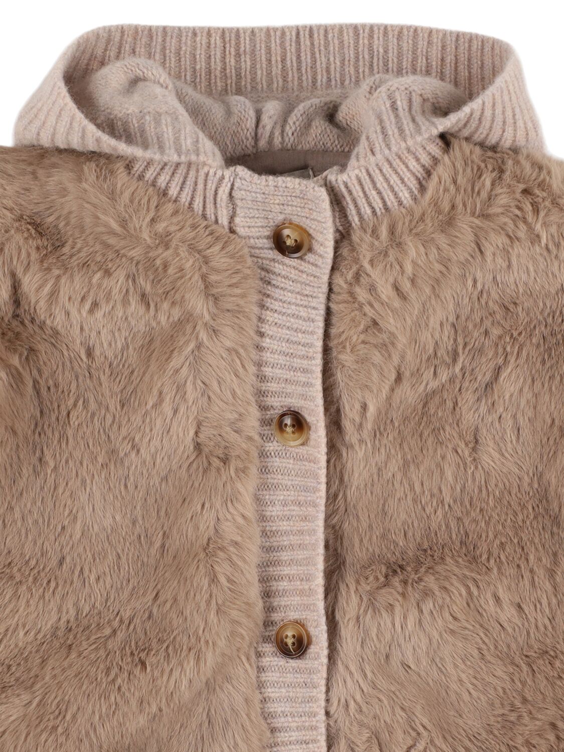 Shop Donsje Faux Fur Hooded Jacket In Brown/beige