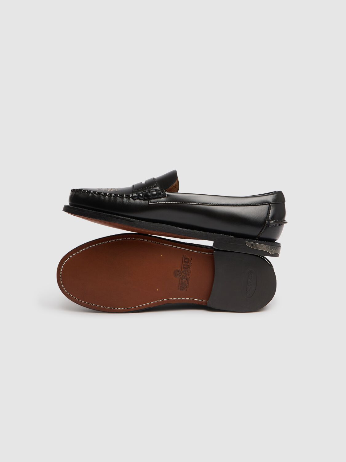 Shop Sebago 20mm Dan El Paso Leather Loafers In Black