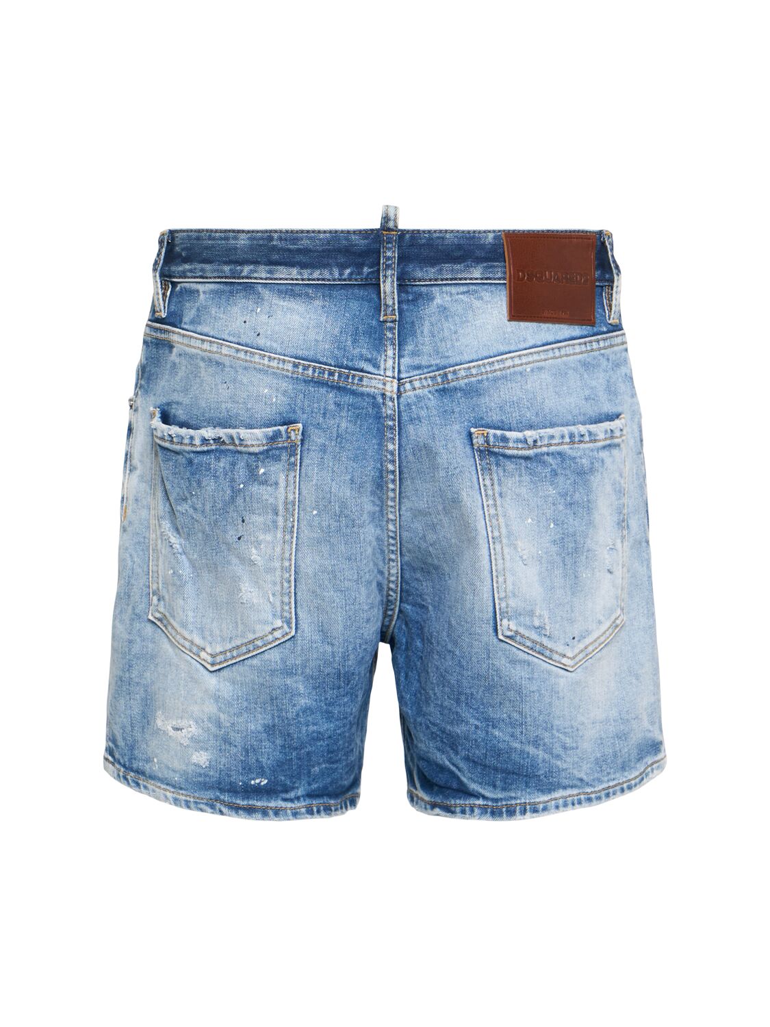 Dsquared2 Men Blue Jeans With Distressed Effect And Logo Patch On The Back In Denim Man In Blue
