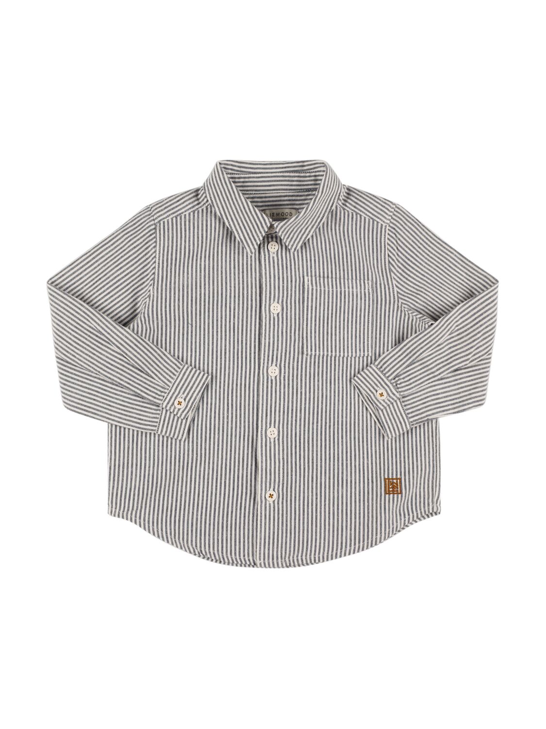 Liewood Printed Organic Cotton Shirt In Gray