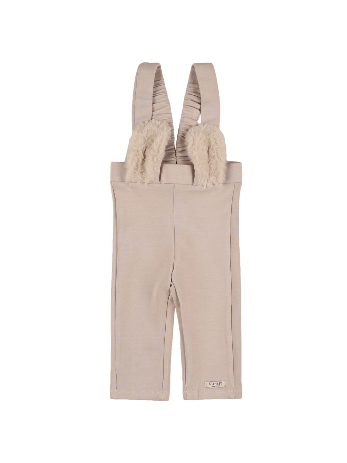 Donsje Kids' Modal Blend Overalls W/ear Appliqués In Neutral