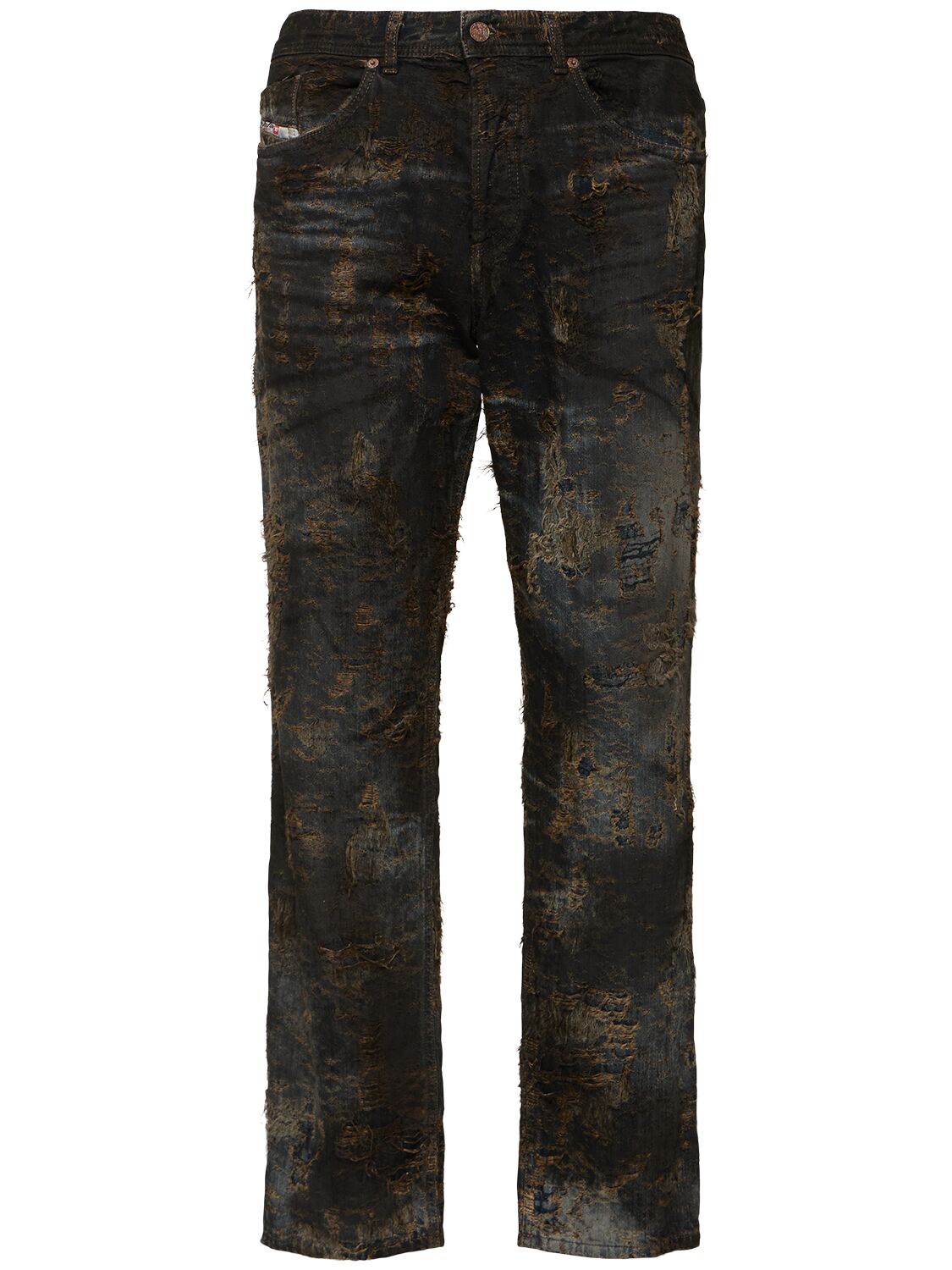 Diesel Fashion Show Distressed Jeans In Blue/brown