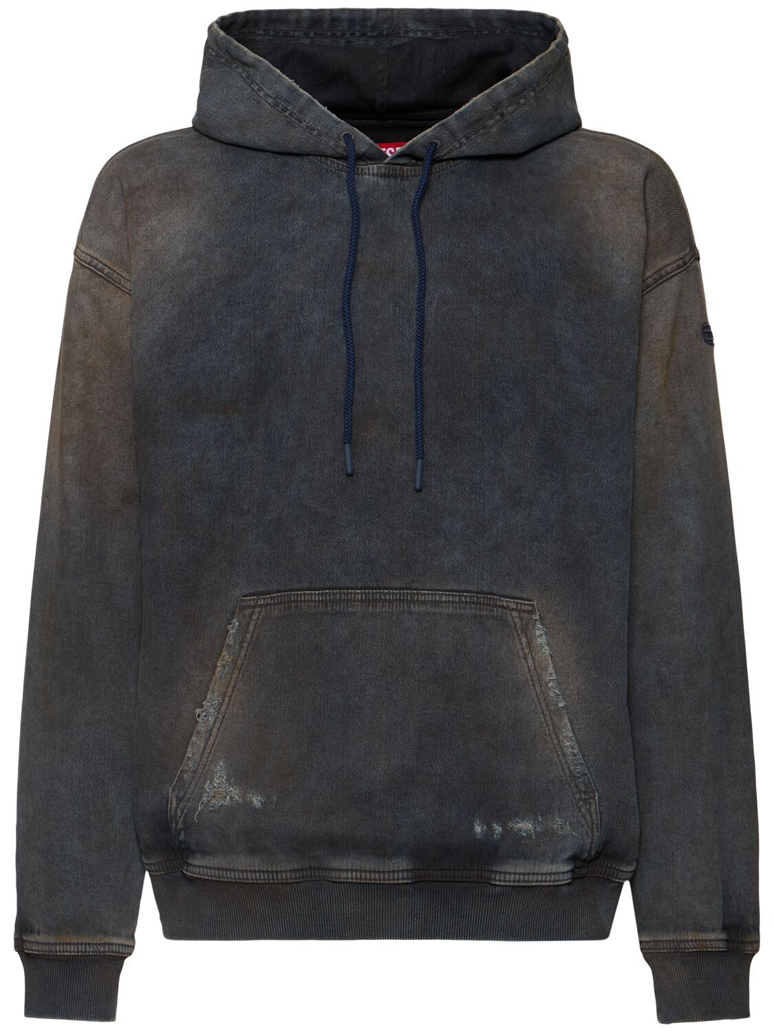 Diesel Washed & Distressed Sweatshirt Hoodie In Blue