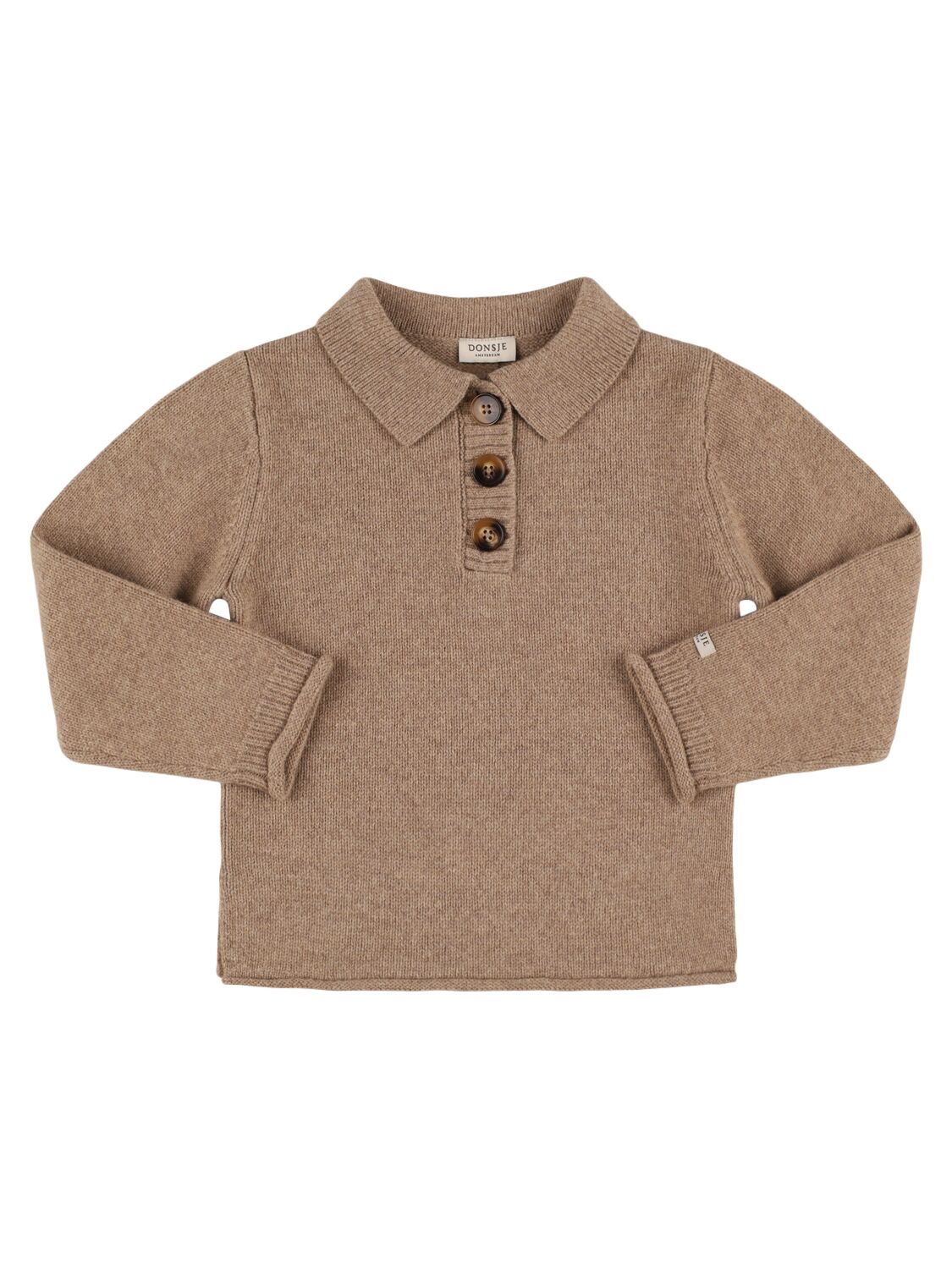 Donsje Kids' Wool Knit Sweater In Light Brown